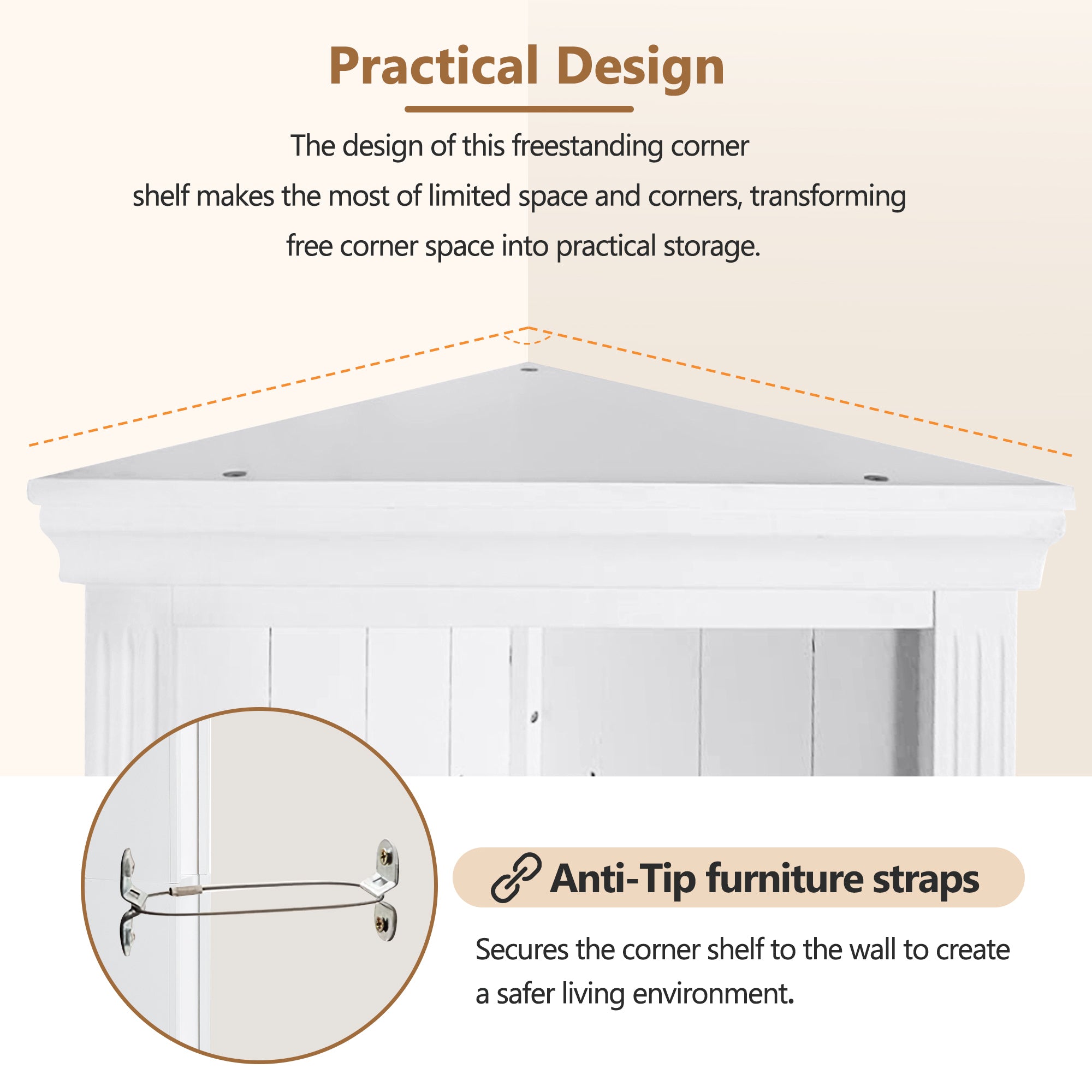 83.4"Tall Modern Corner Shelf,5 Tier Corner Bookcase with LED Light, Storage Standing Shelf Unit, Open Corner Plant Display Stand for Small Space for Living Room,Wall Corner, Home Office,White