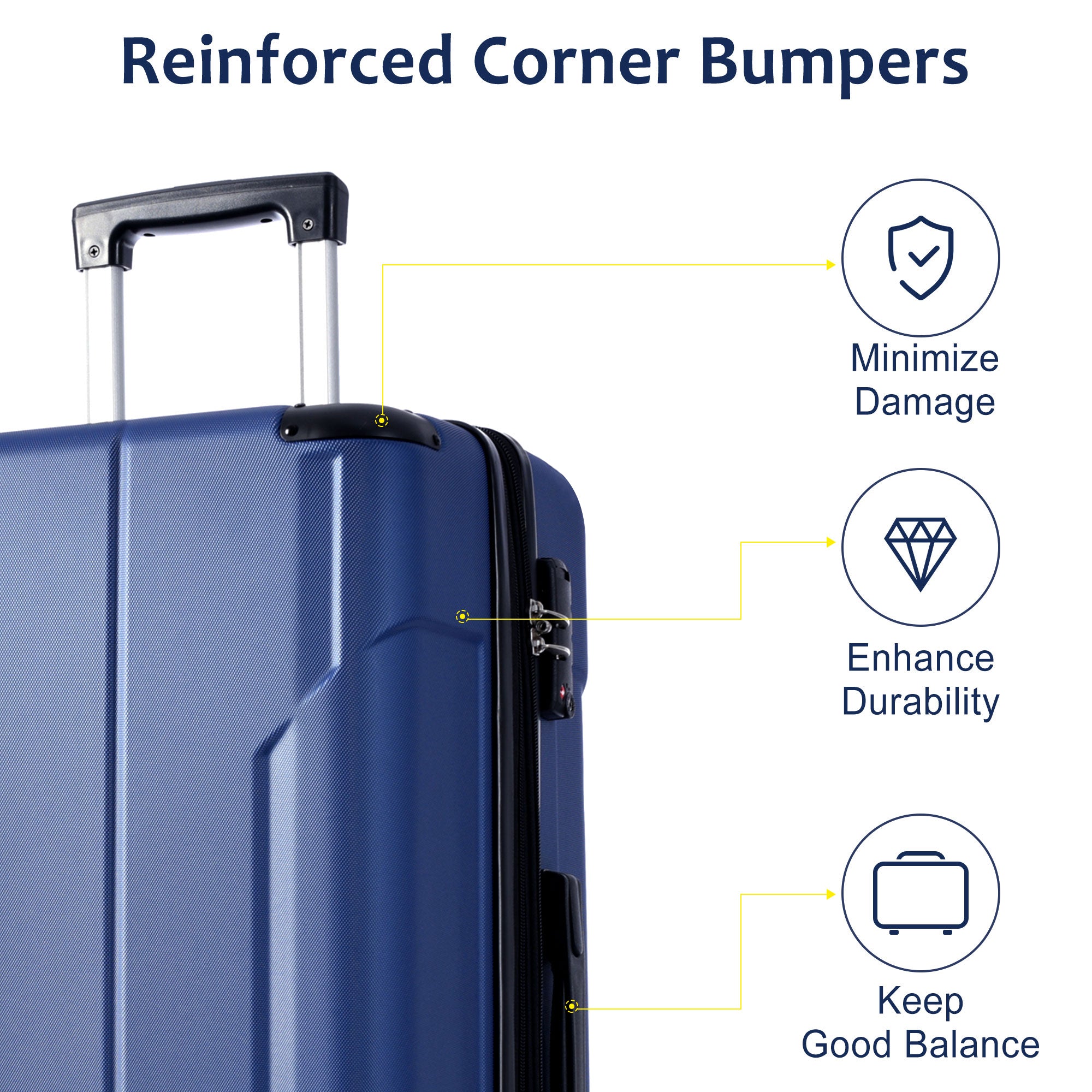 Luggage Sets 3 Piece, Expandable Hard shell ABS Suitcases with Double Spinner, Travel luggage Set with TSA Lock (20/24/28inch, Blue)