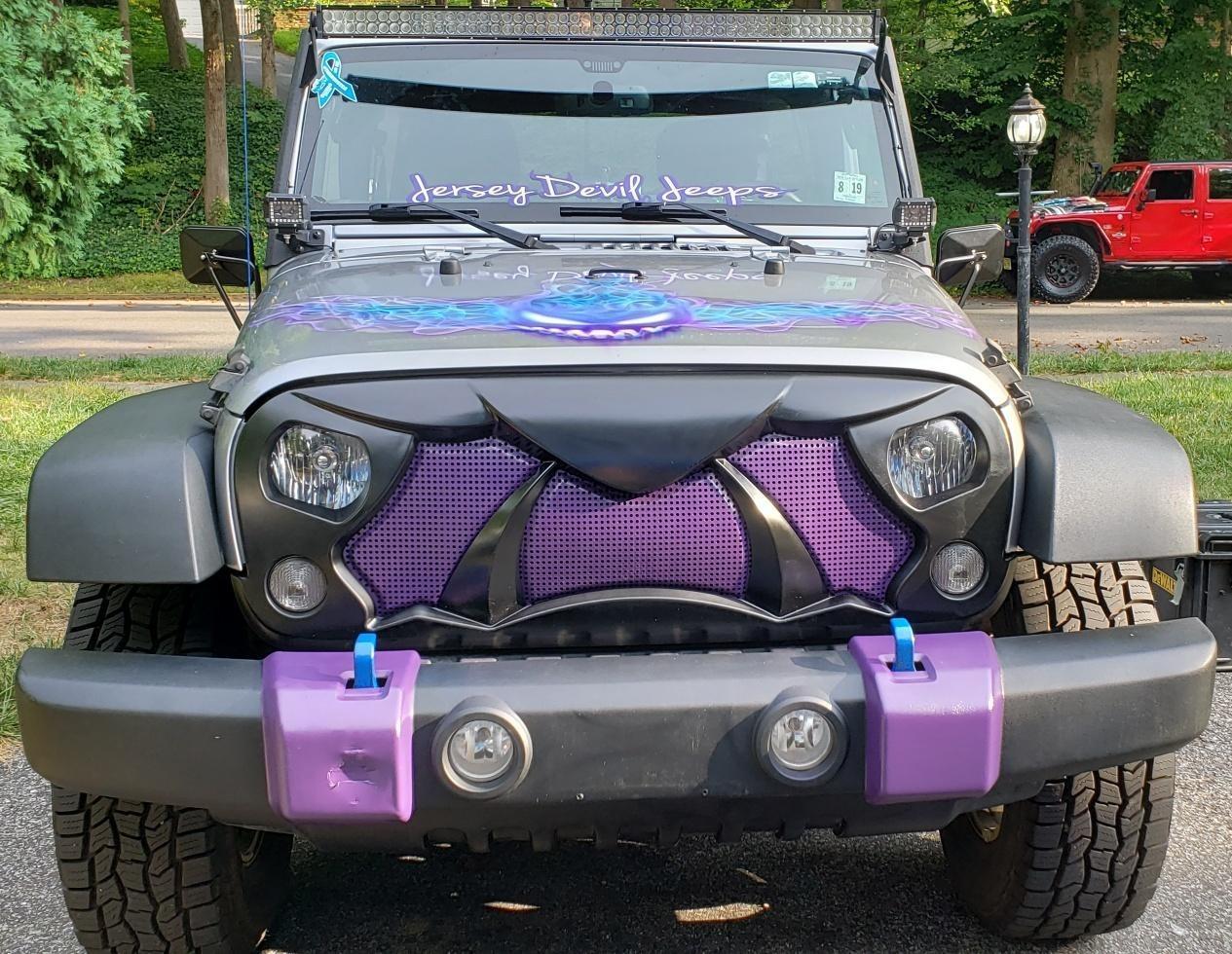 Halloween Front Grille Grid Grill for 2007-2018 Jeep Wrangler Rubicon Sahara Sport JK/JKU, Matte Black