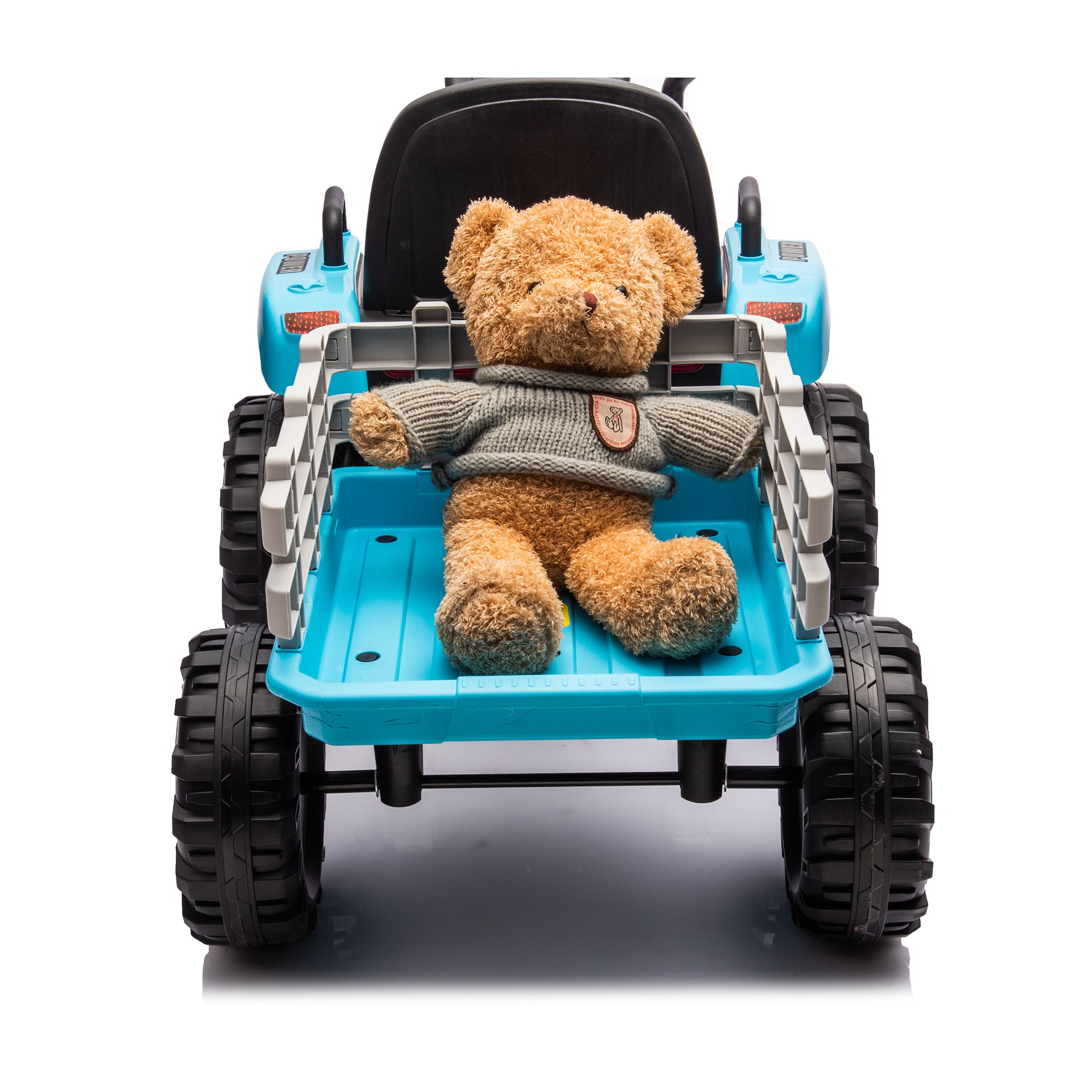 Ride on Tractor with Trailer,12V Battery Powered Electric Tractor Toy w/Remote Control,electric car for kids,Three speed adjustable,Power display, USB,MP3 ,Bluetooth,LED light,Two-point safety belt