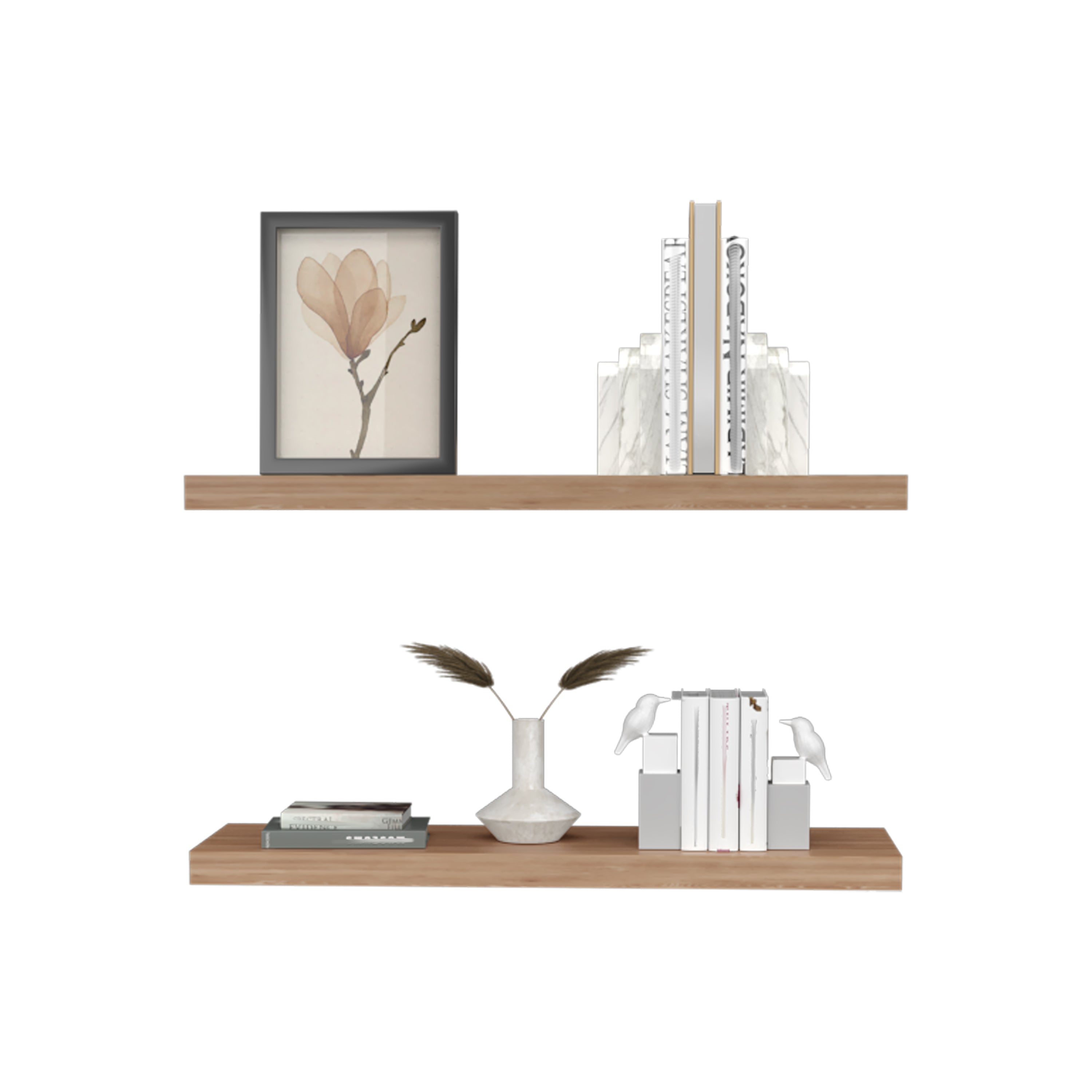 Ecco 31.5" Wide Floating Shelves Set of 2 – Wall Shelves for Bedroom, Bathroom Storage, Book Shelves for Living Room Decor