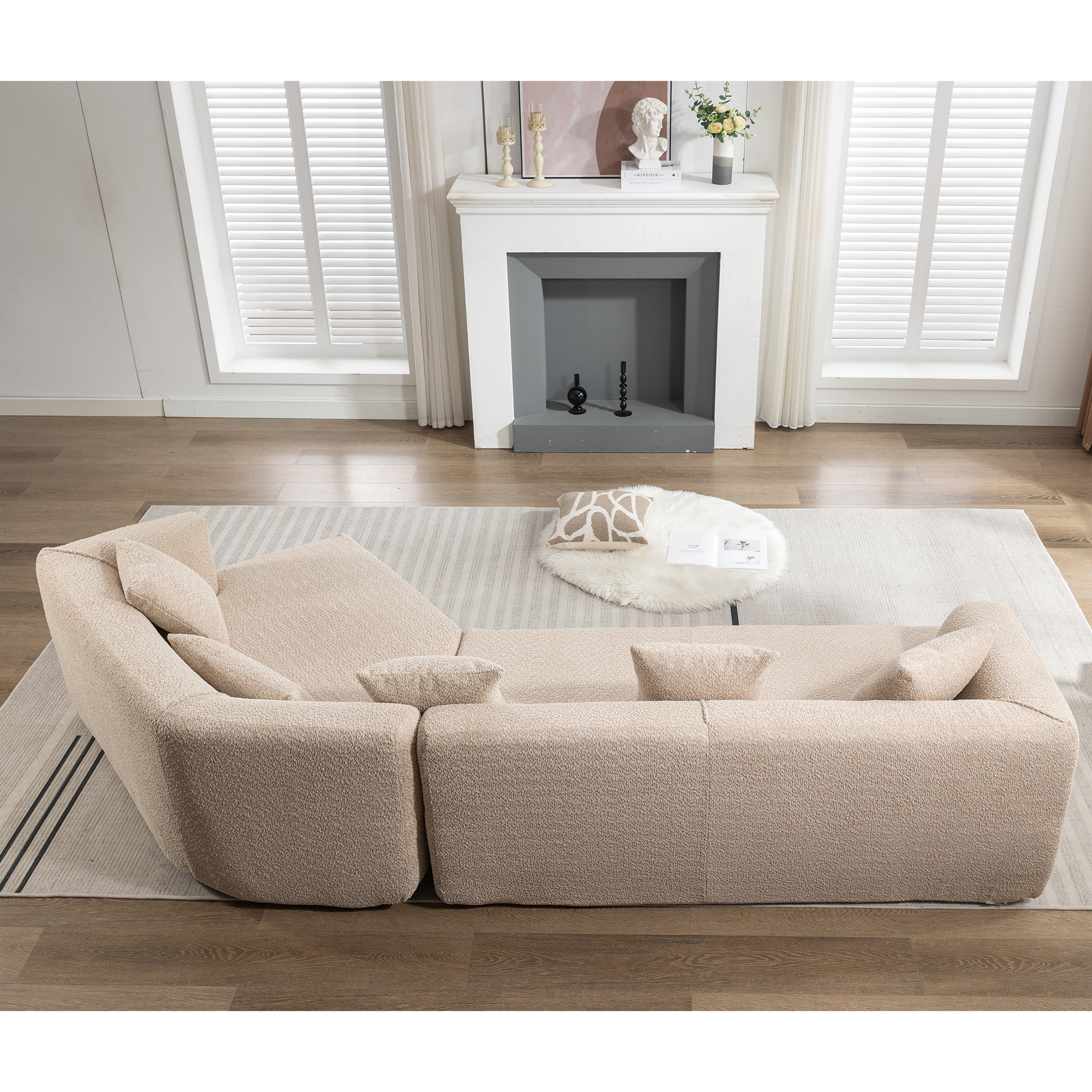 [VIDEO PROVIDED][ New And Upgraded Extended Edition]Modular sofa , modern minimalist style sofa,  upholstered ,  free combination, round fiber fabric, anti-wrinkle fabric,Dimension extension,Brown