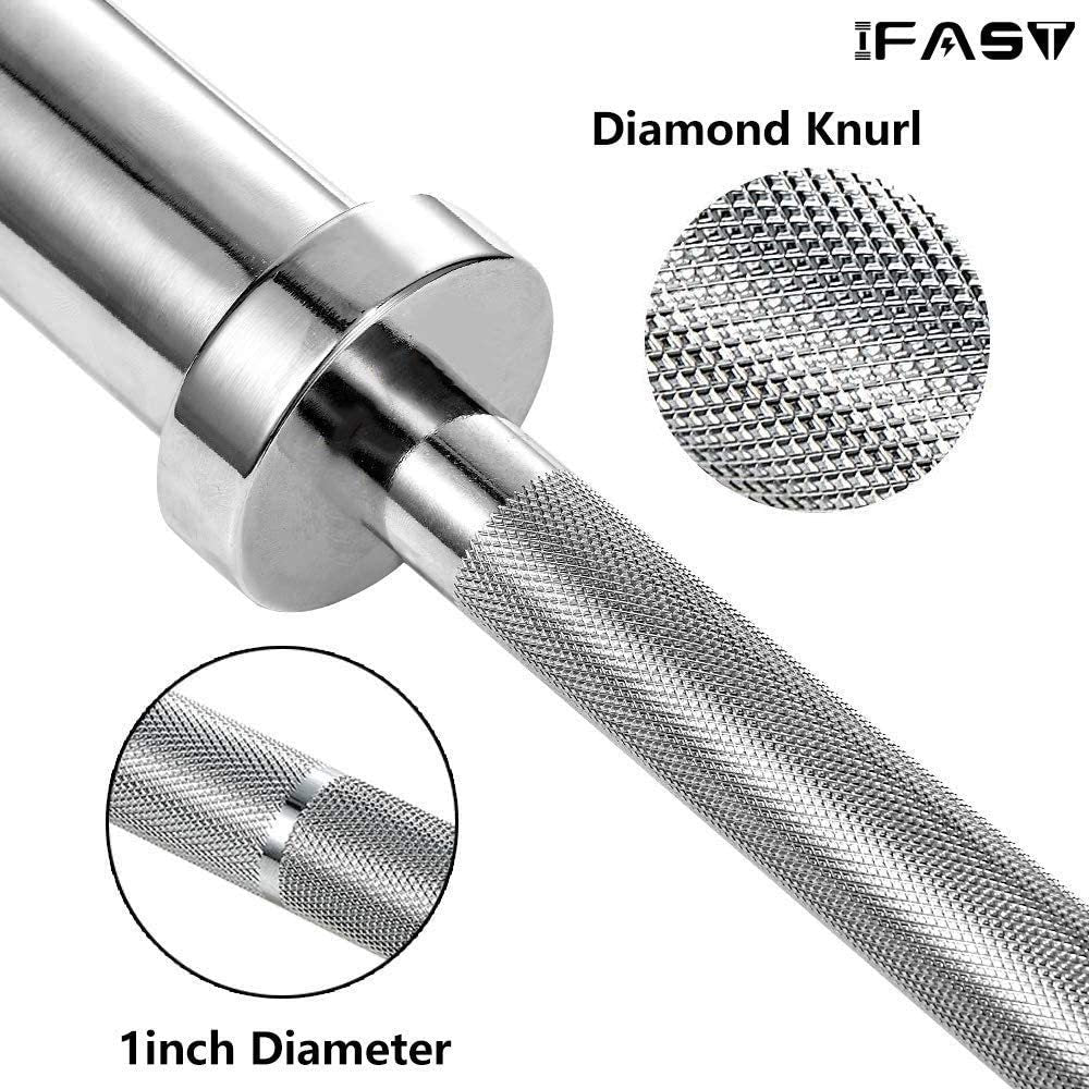 Barbell Bar for 2' Olympic Plates, Home Gym Weightlifting Bar 4Ft Solid Chrome Weight Bar Fitness Training Curl Barbell
