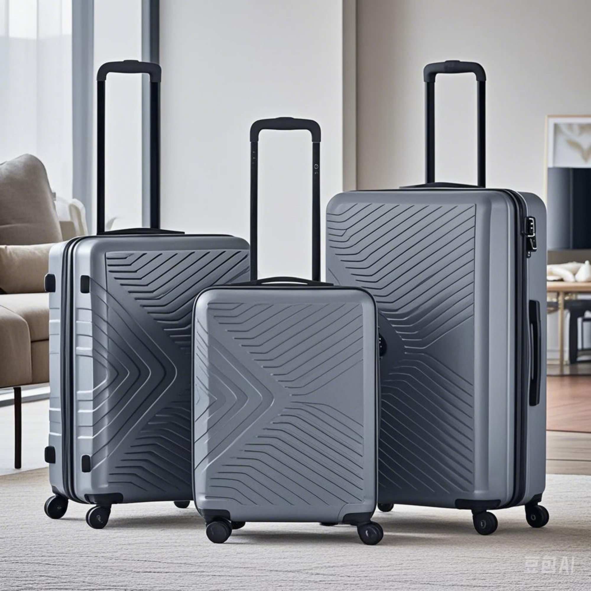3 Piece Luggage Sets ABS Lightweight Suitcase with Two Hooks, Spinner Wheels, TSA Lock, Gray (20/24/28)