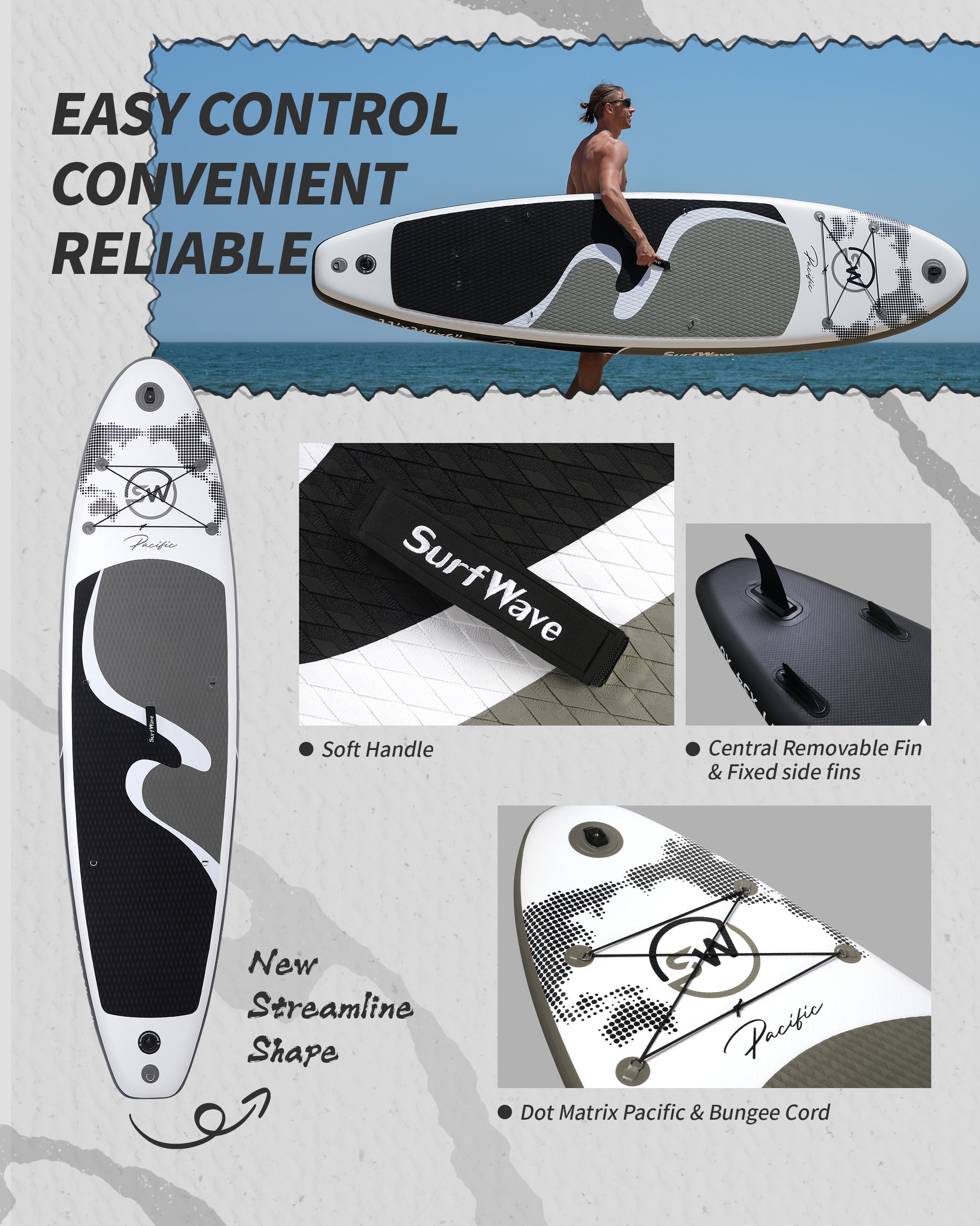 Inflatable Stand Up Paddle Board 11'x34'x6' With Accessories