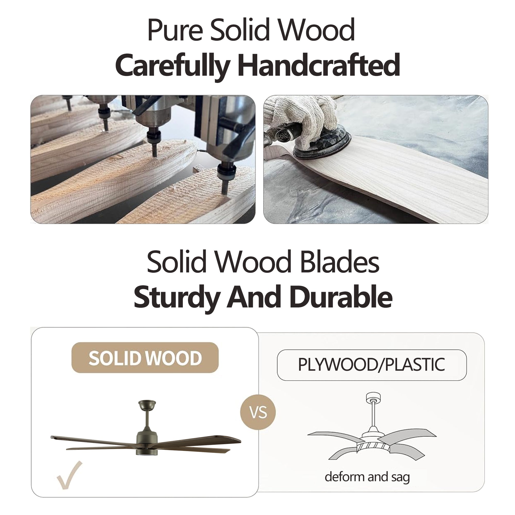 60' Modern Wood Ceiling Fan with Light and Remote Control,6-Speed Noiseless Reversible DC Motor, Ceiling Fan for Kitchen Dinning Living Room