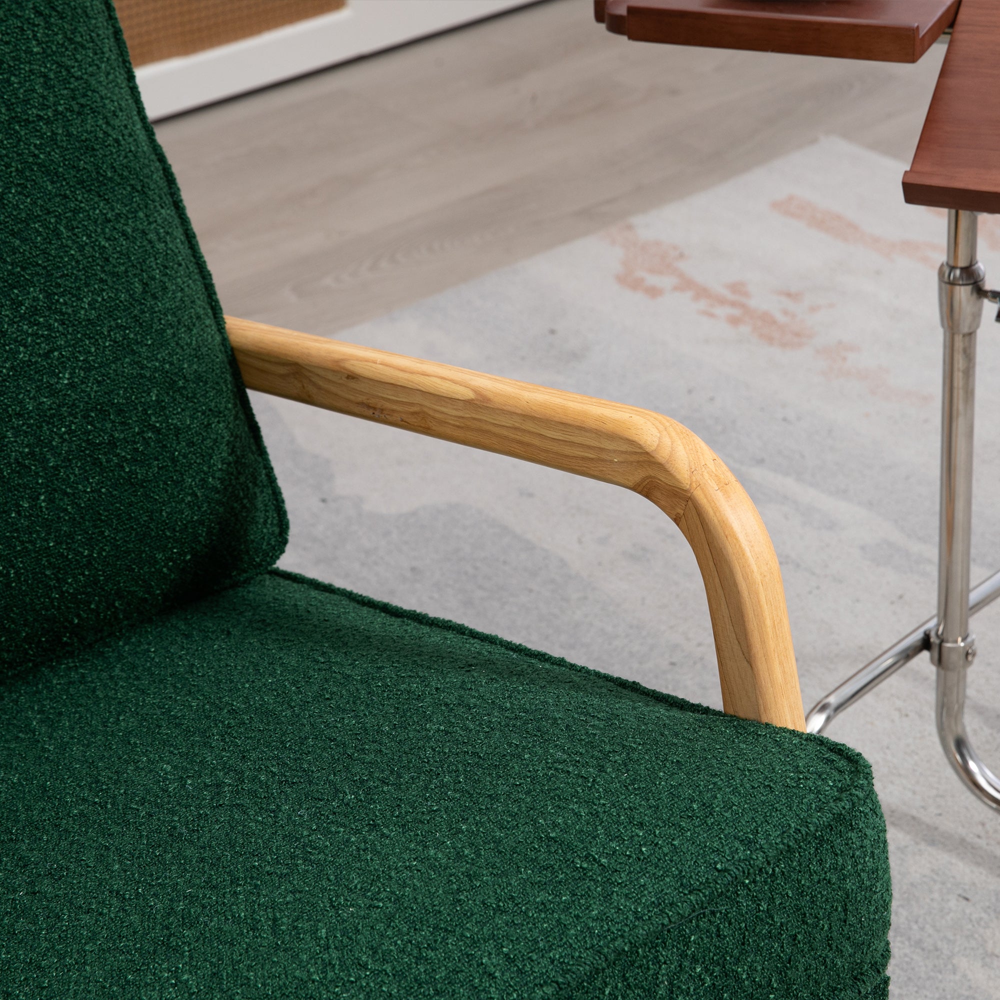 25.2"W Modern Rocking Chair Accent Lounge Armchair, Comfy Bouclé Upholstered High Back Wooden Rocker for Nursery, Living Room, Baby Kids Room, Bedroom, Green