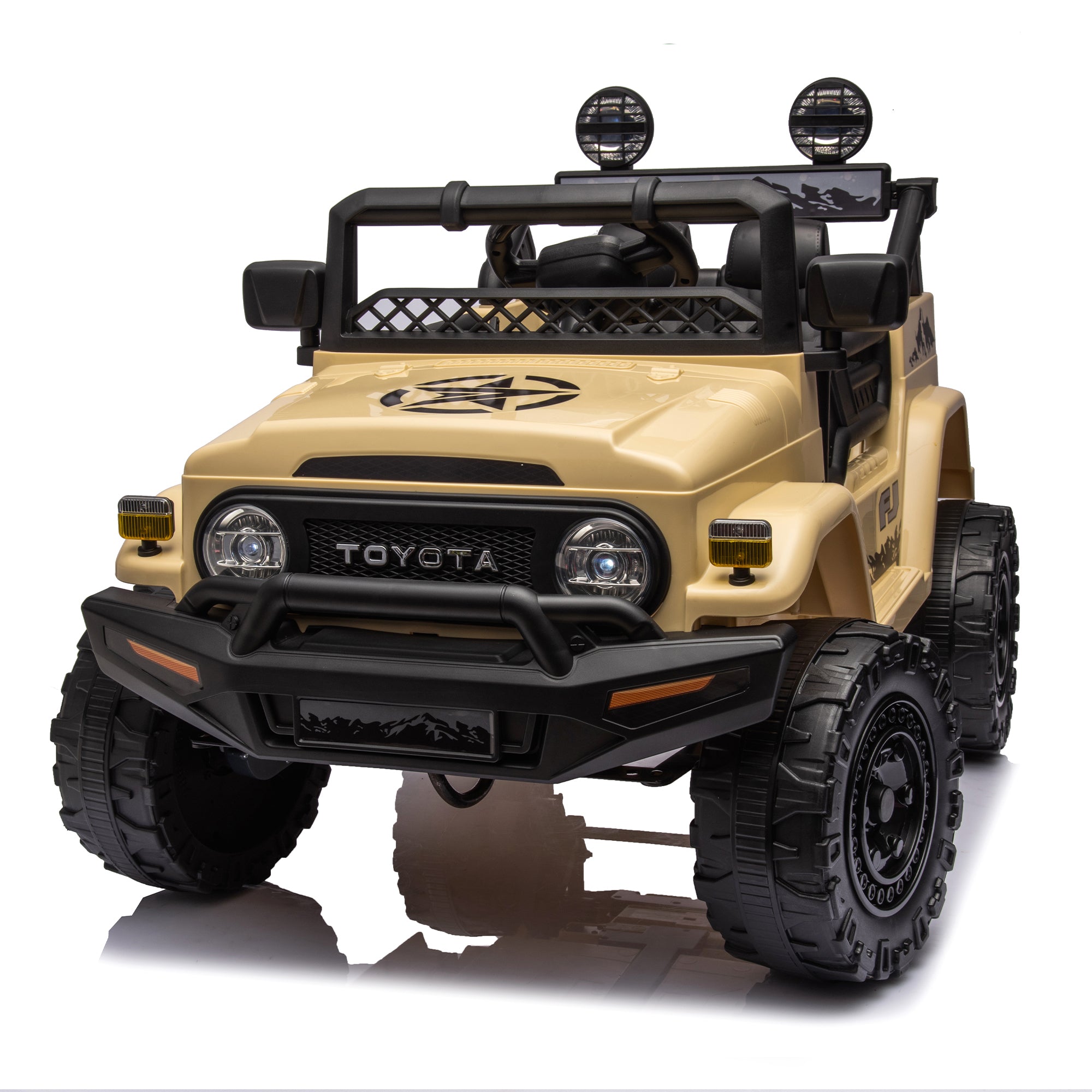 Licensed TOYOTA FJ Cruiser 12V Kids Ride-On Car with Parents Remote Control, Three-Speed Adjustable, Power Display, USB, MP3, Bluetooth, LED Lights, Three-Point Safety Belt, Perfect Gift for Kids
