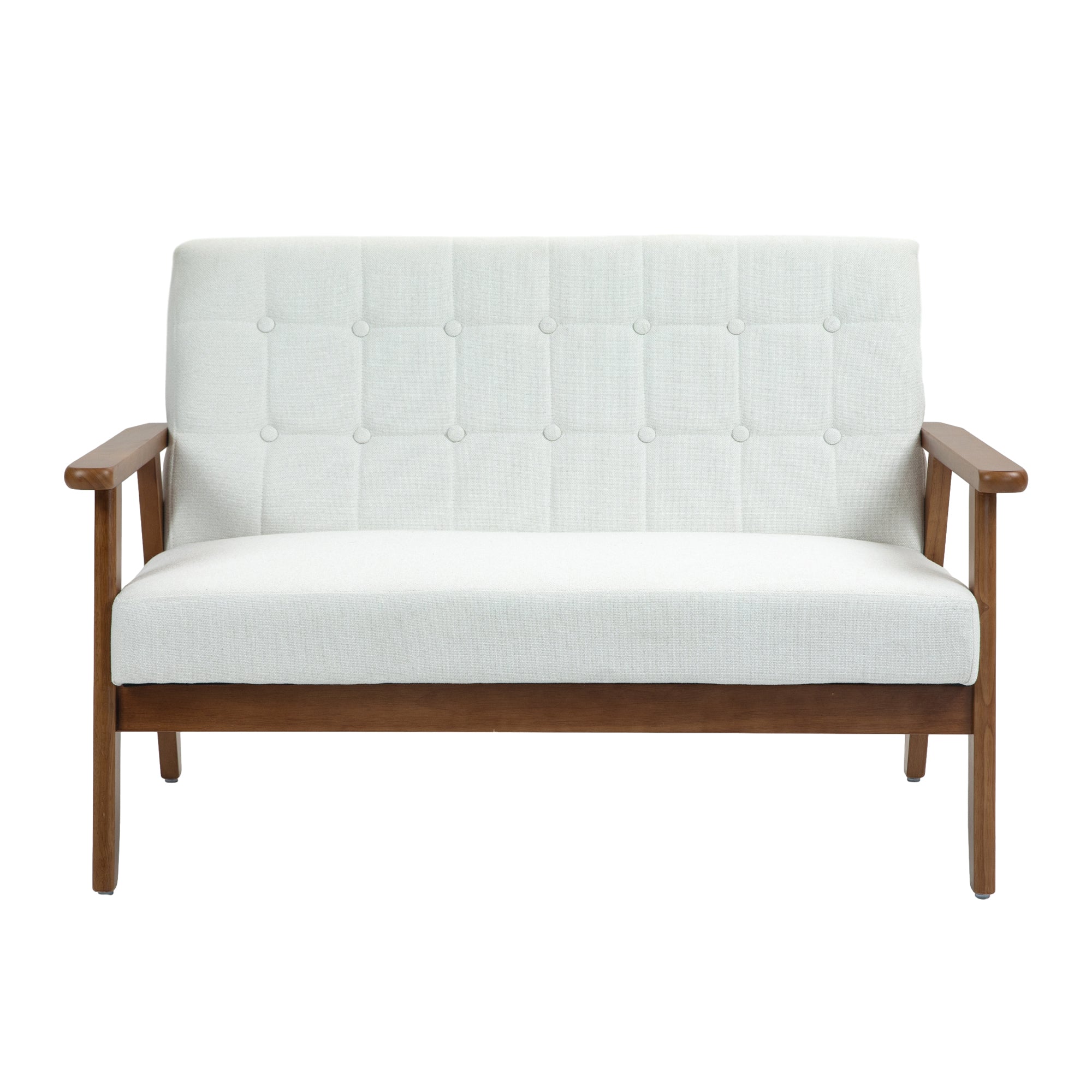 COOLMORE Mid-Century Modern Solid Loveseat Sofa Upholstered Linen Loveseat, 2-Seat Upholstered Loveseat Sofa Modern Couch