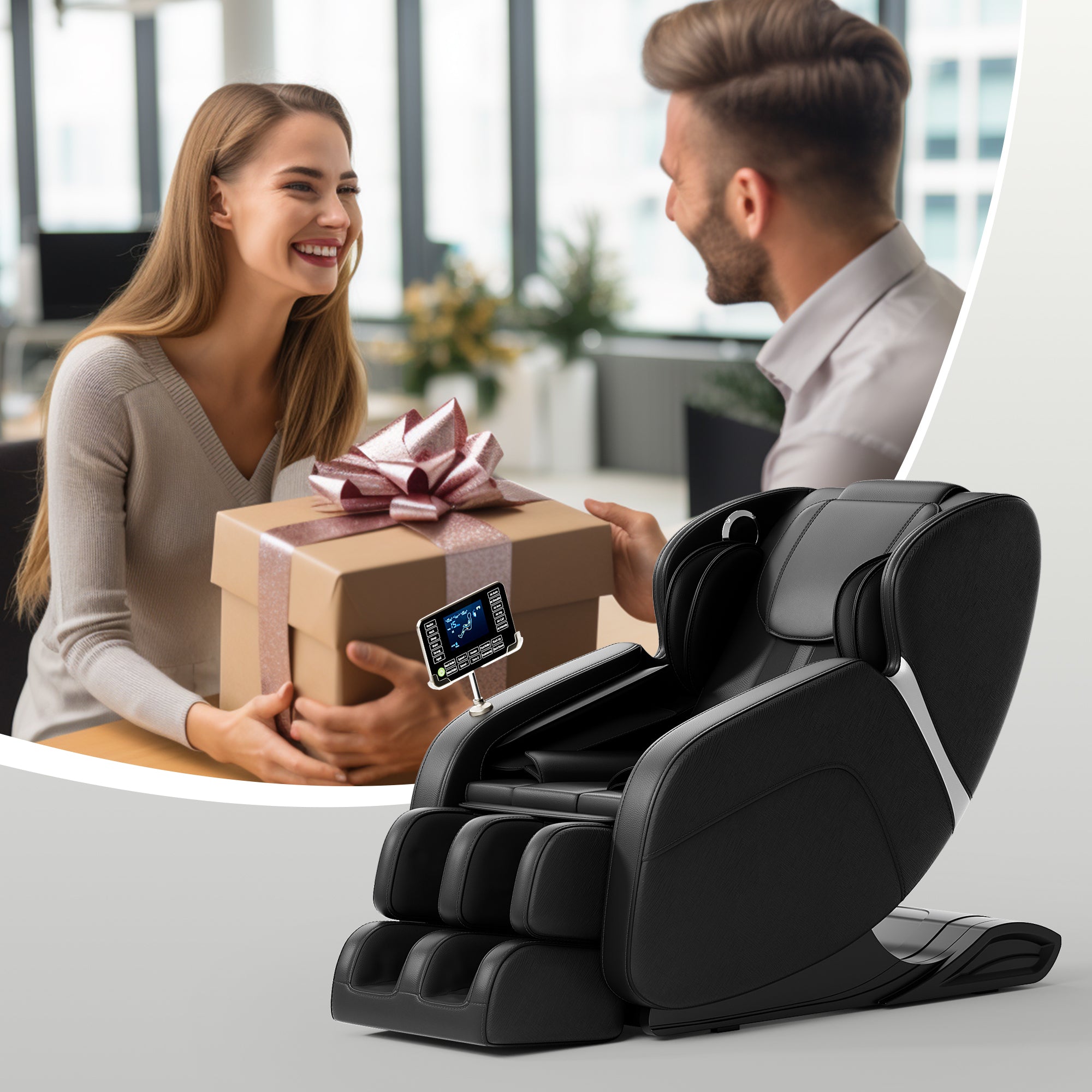 Full Body Massage Chair with Zero Gravity, Deep Tissue & Foot Massage, LCD Touch Screen, Bluetooth, Waist Heater, 8 Fixed Rollers, For 5.1-5.75ft Height (Black)