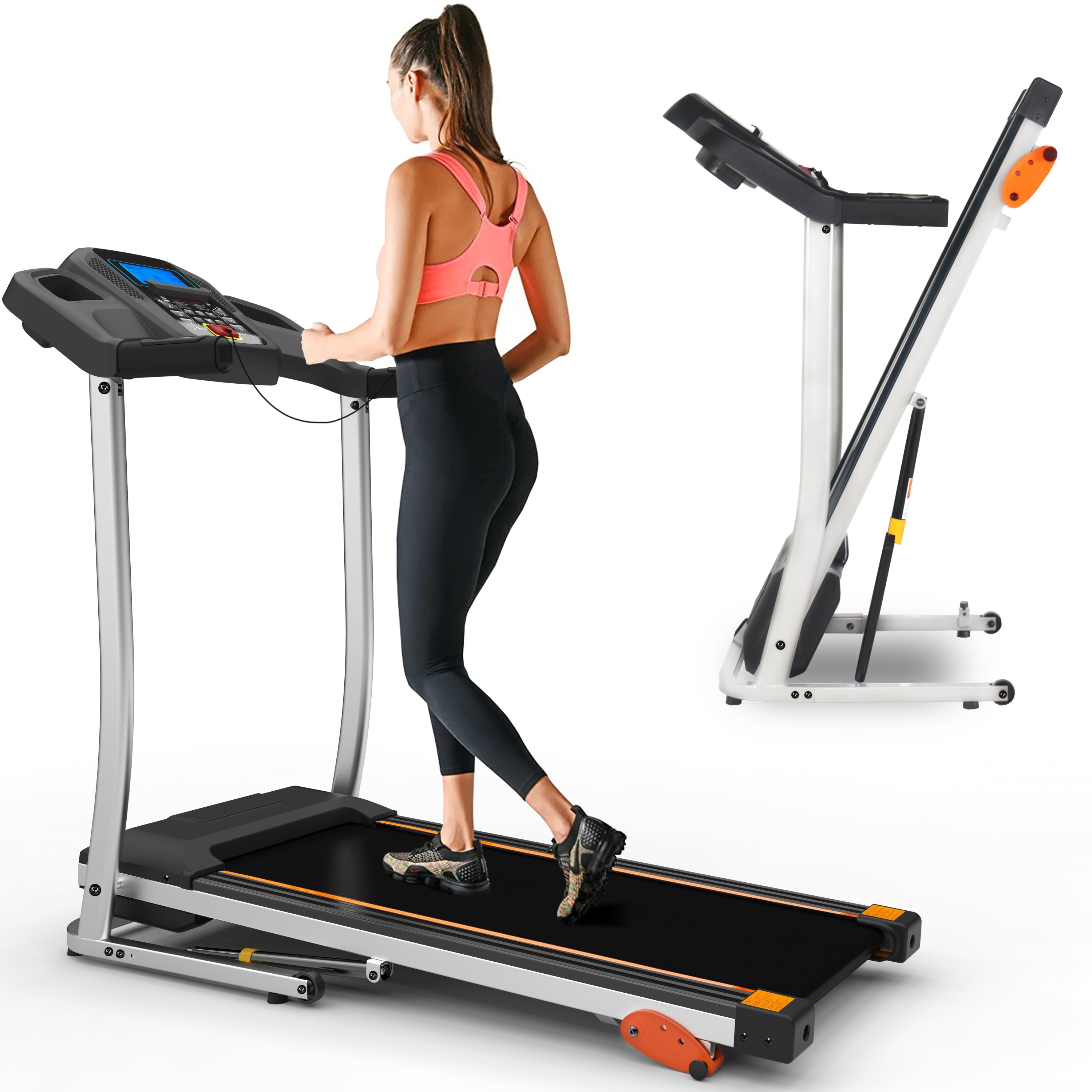 Folding Treadmill 2.5HP – 12KM/H Max Speed, Foldable Home Fitness Equipment with LCD, 4 Incline Levels, 12 Workout Programs, Bluetooth – Black