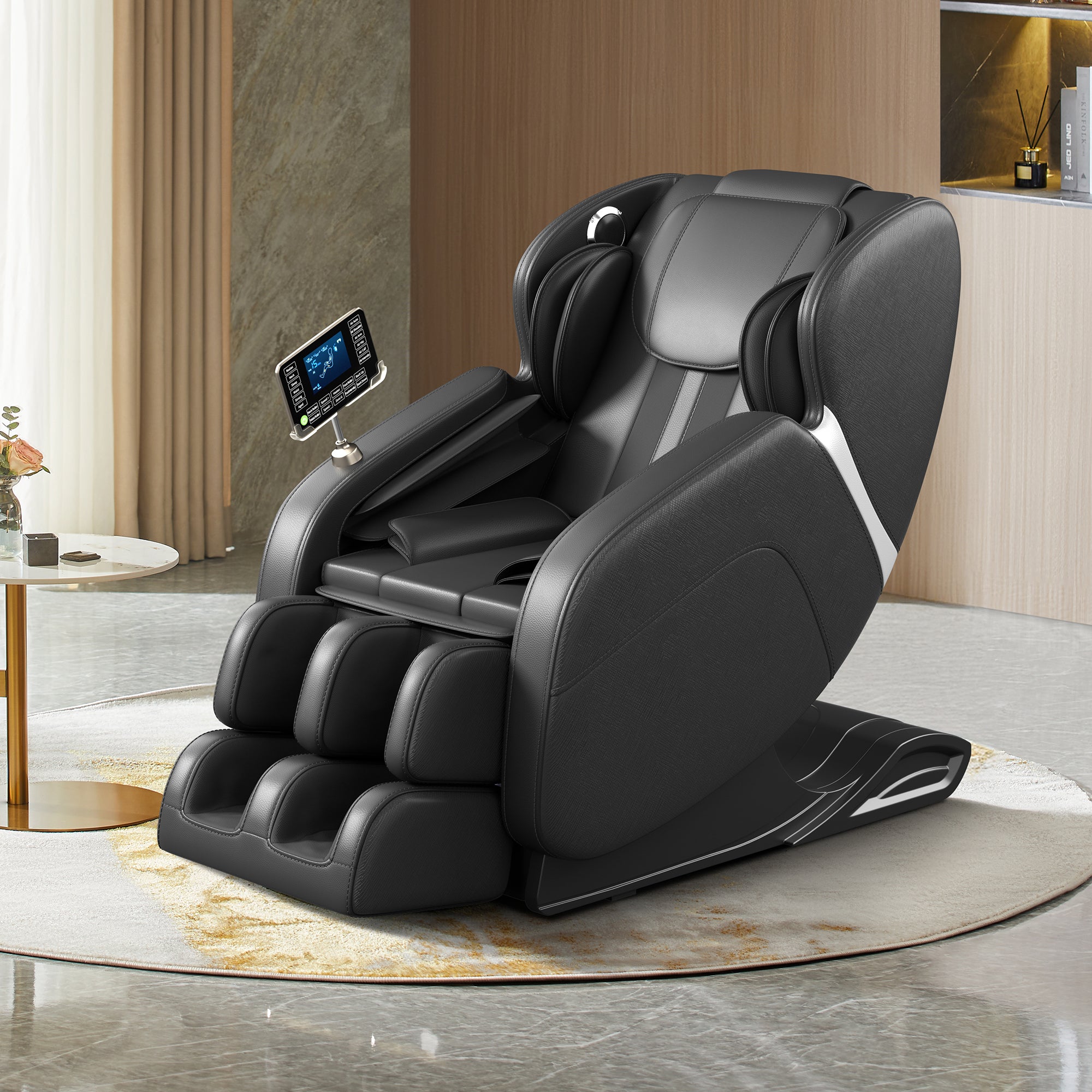 Full Body Massage Chair with Zero Gravity, Deep Tissue & Foot Massage, LCD Touch Screen, Bluetooth, Waist Heater, 8 Fixed Rollers, For 5.1-5.75ft Height (Black)