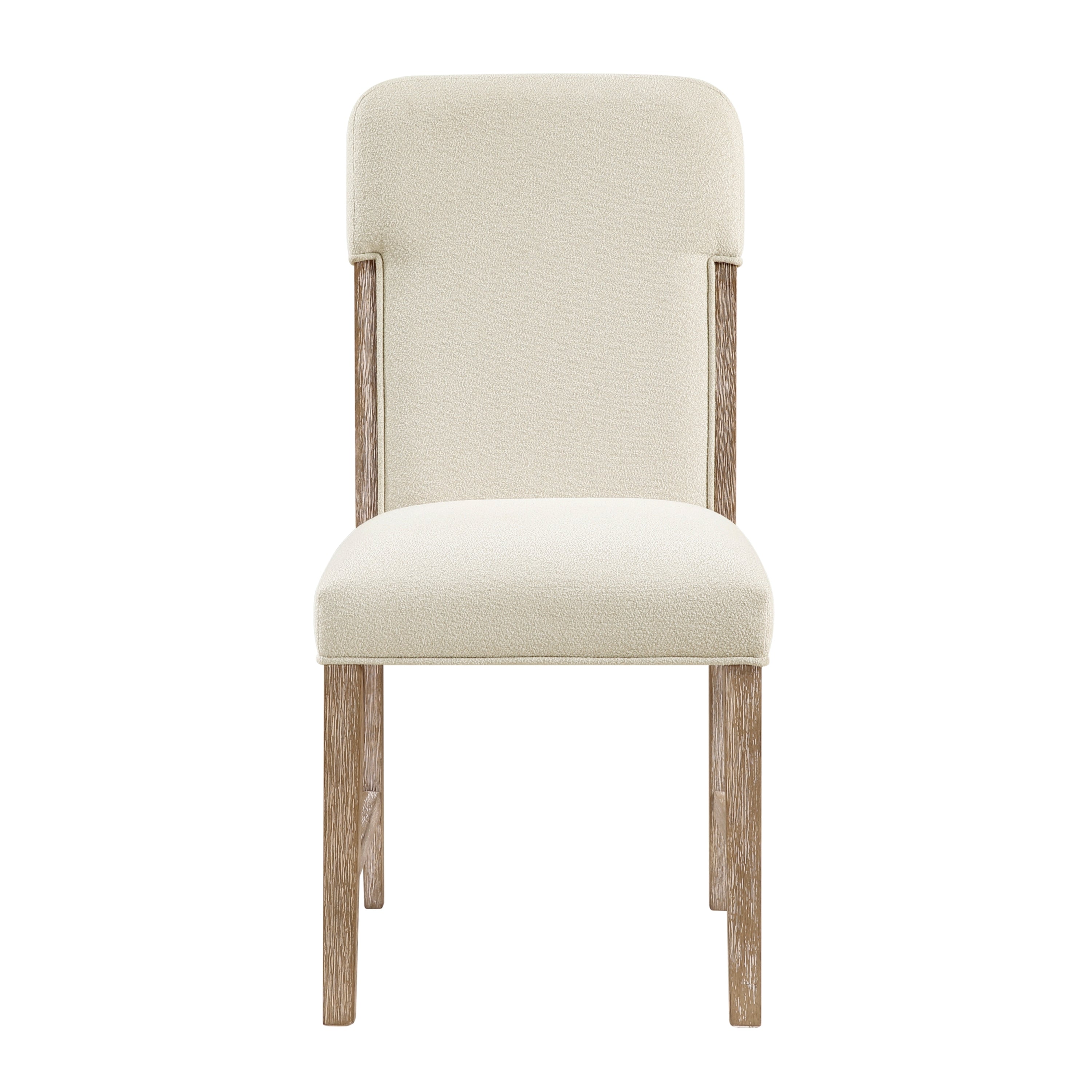 Modern Comfortable Dining Side Chairs Set of 2pc Plush Beige Chenille Upholstered Seat and Back Wooden Furniture