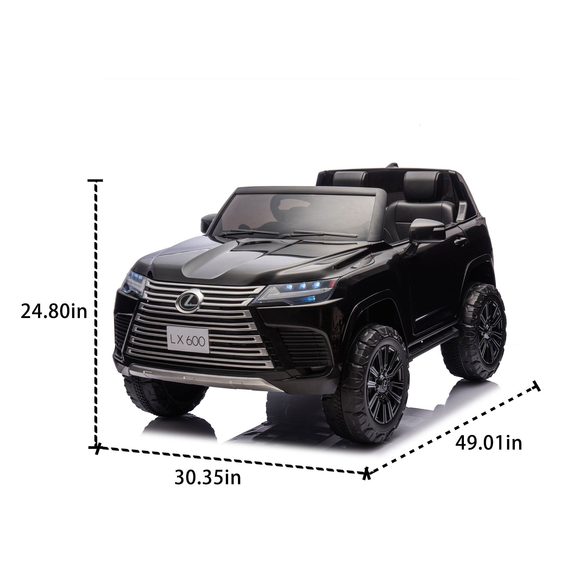 Licensed Lexus LX600 24V Two-Seater XXL Kids Ride-On Car with Parental Control – 2WD, Four-Wheel Suspension, Bluetooth, MP3, Music, Power Display, 1.86-3.11MPH, 20" Seat for Kids