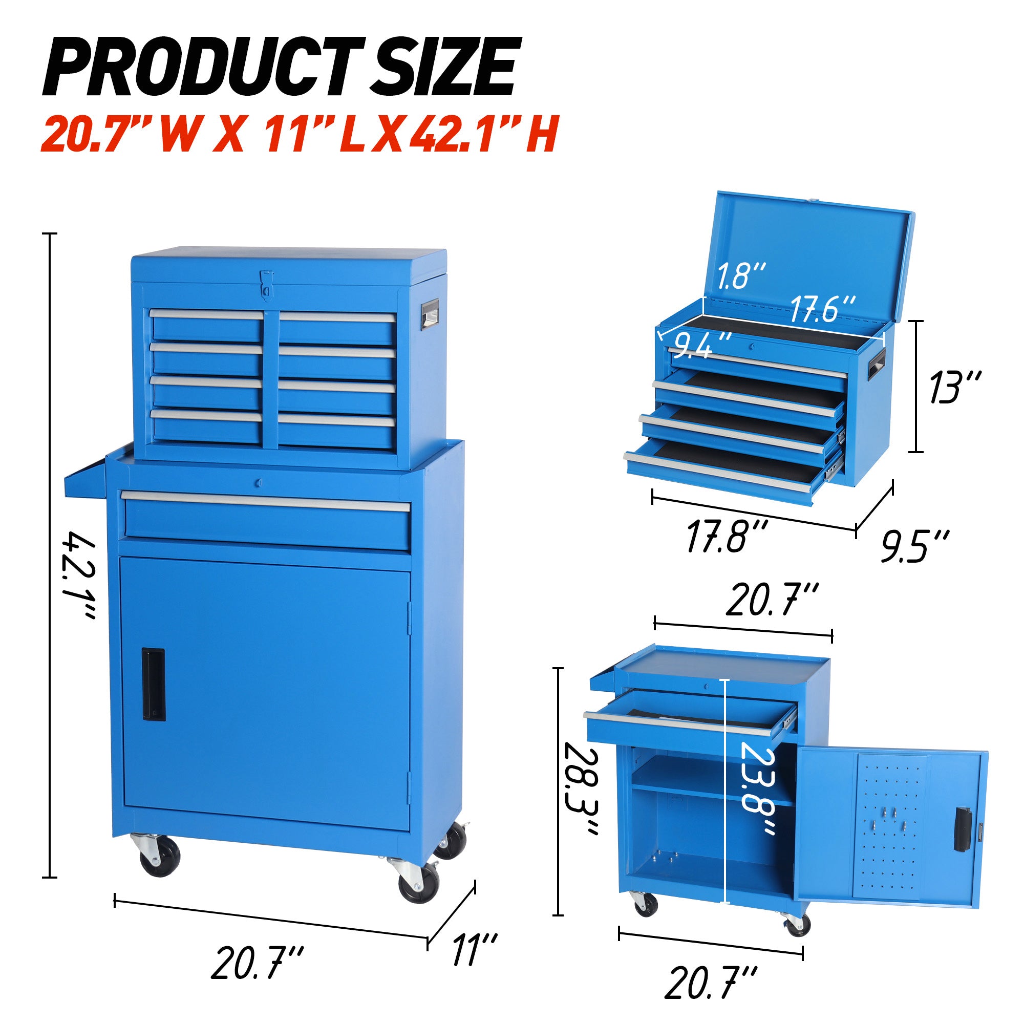 5-Drawer Rolling Tool Chest with Detachable Box | 154-Piece Tool Set Included