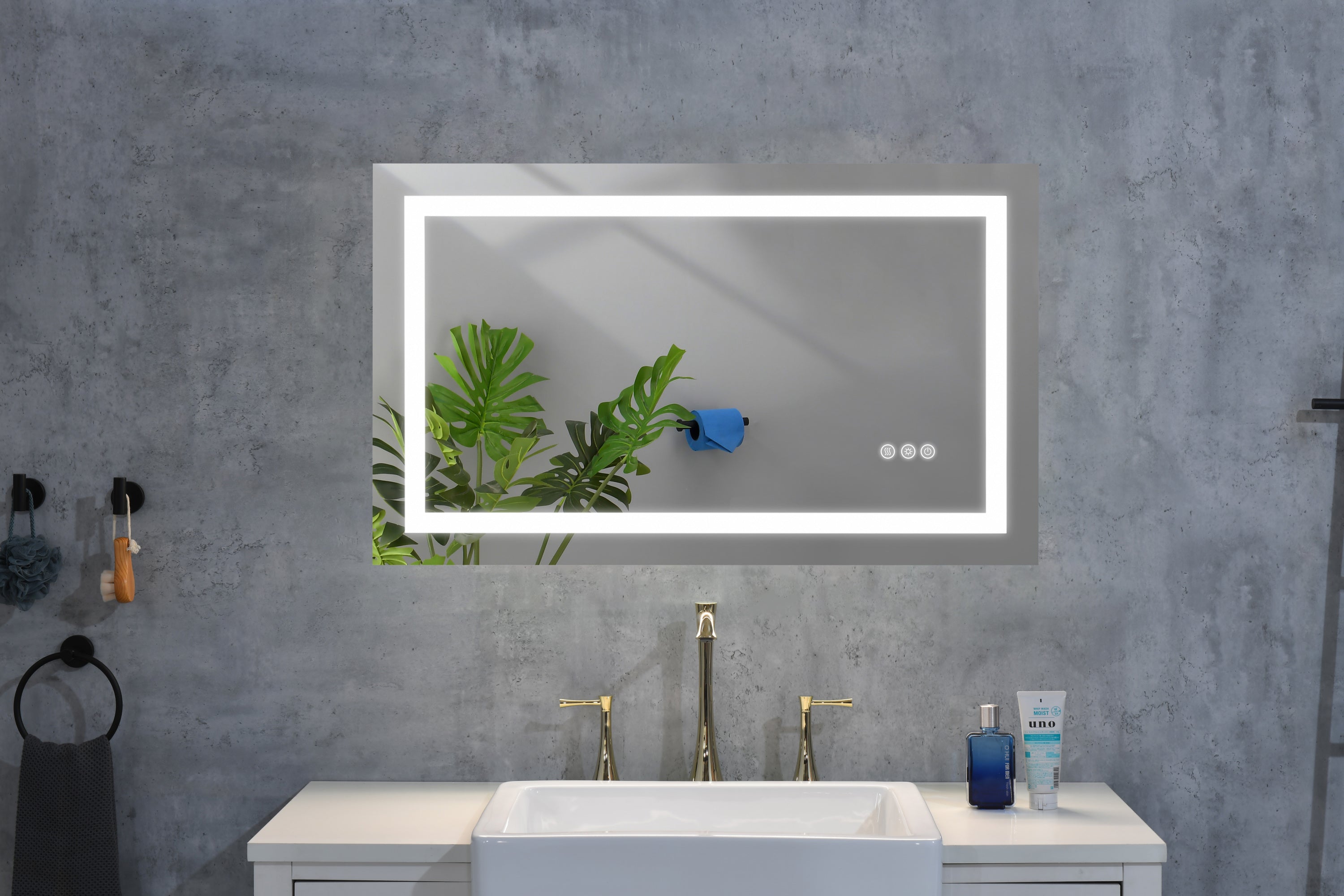 40 x 28 Inch LED Bathroom Mirror with Front and Backlight, Wall Mounted Vanity Mirror, Anti-Fog, Memory, 3 Colors, Stepless Dimmable