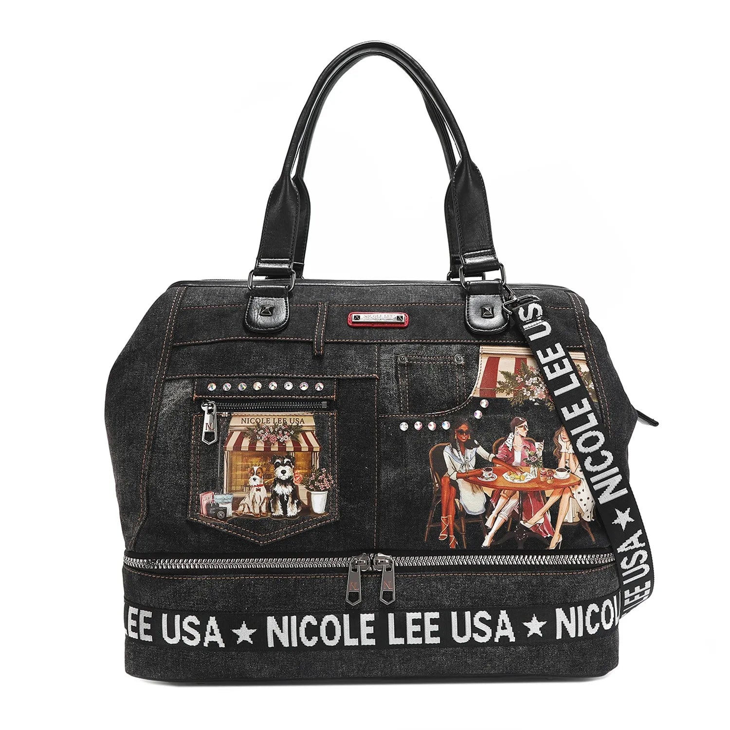 Nicole Lee USA Denim Sisters Secret Weekender Travel Bag