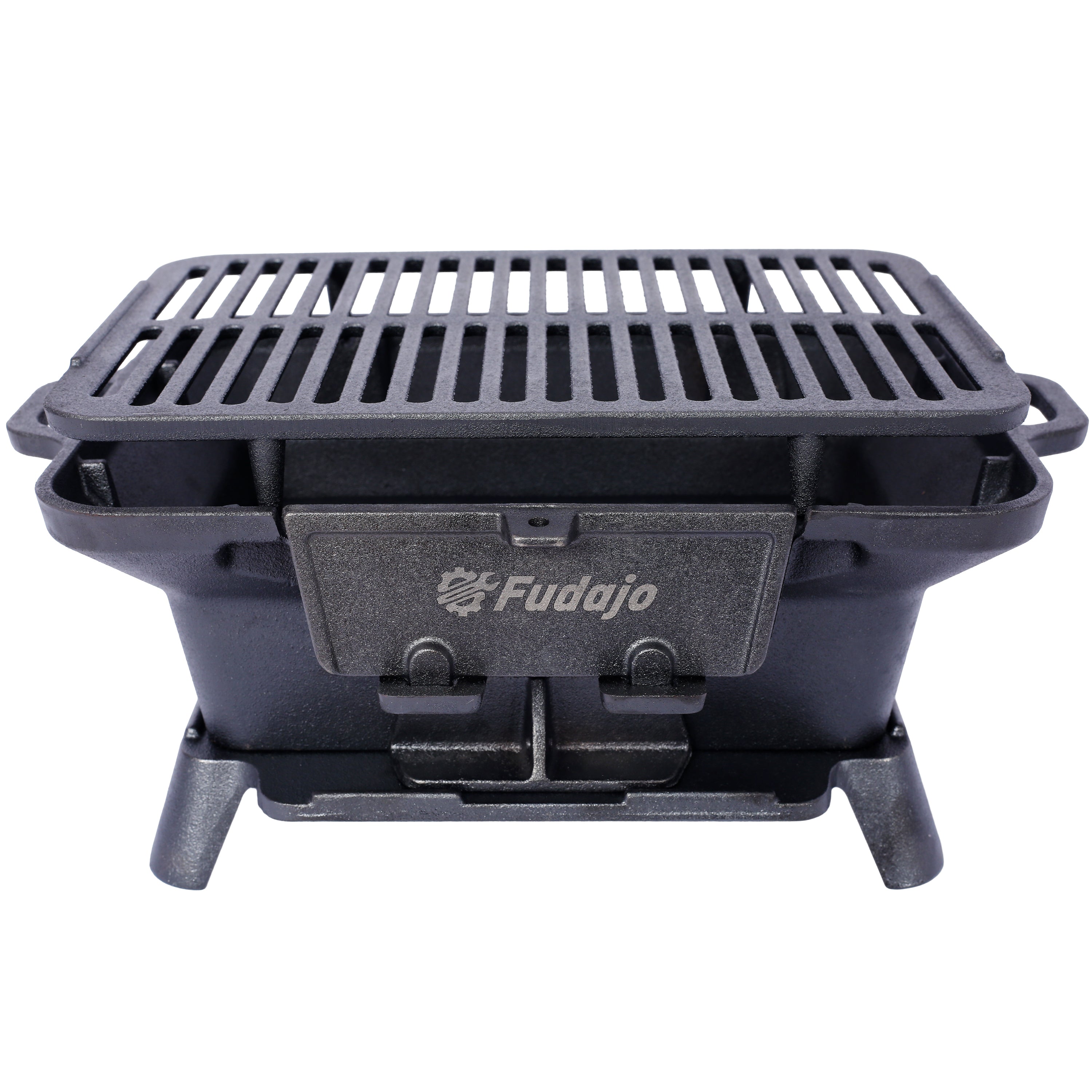 Oval Cast Iron Charcoal Grill – Portable Tabletop Hibachi Grill & Skillet, 100% Enameled Cast Iron, Small Camping Stove for Outdoor Cooking