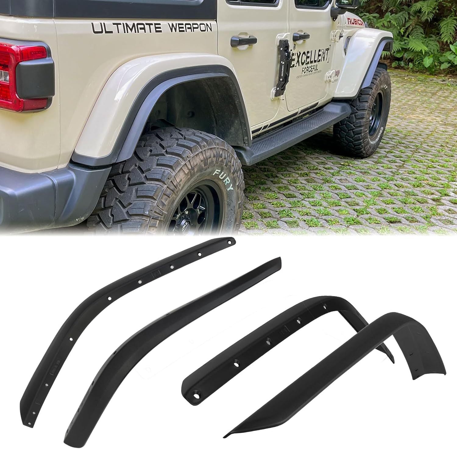 Front & Rear Fender Liner Set for 2018-2024 Jeep Wrangler JL & JLU Unlimited Rubicon – 4-Piece Off-Road Fender Flares (Fits High Clearance Flares, Not for 4XE)