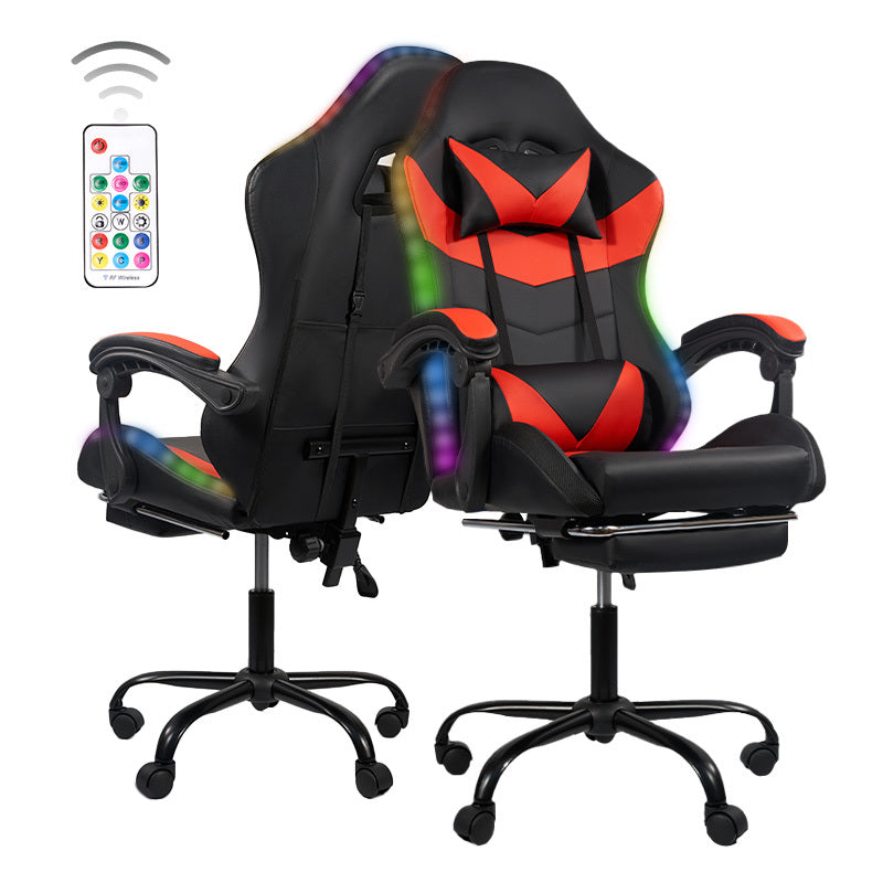 Ergonomic RGB Gaming Chair Black/Red | PU Leather w/Synced Armrests & LED Lighting