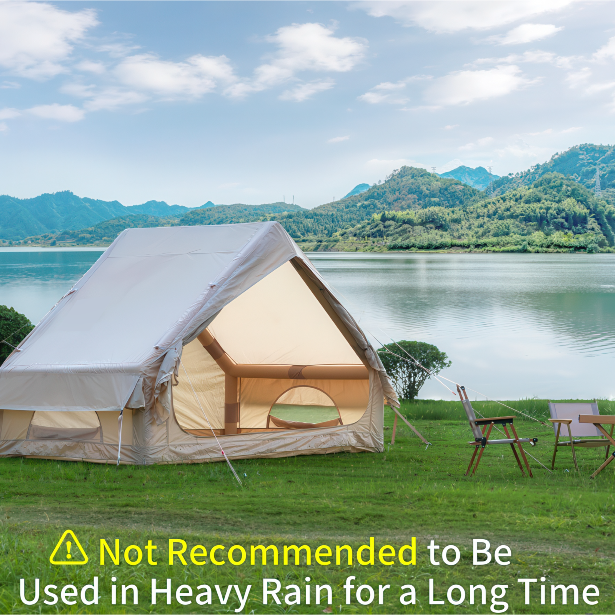 Inflatable Glamping Tent with Pump – 4-6 Person Luxury Waterproof 4-Season Camping Tent, 12 Mesh Windows, Easy Setup Outdoor Shelter