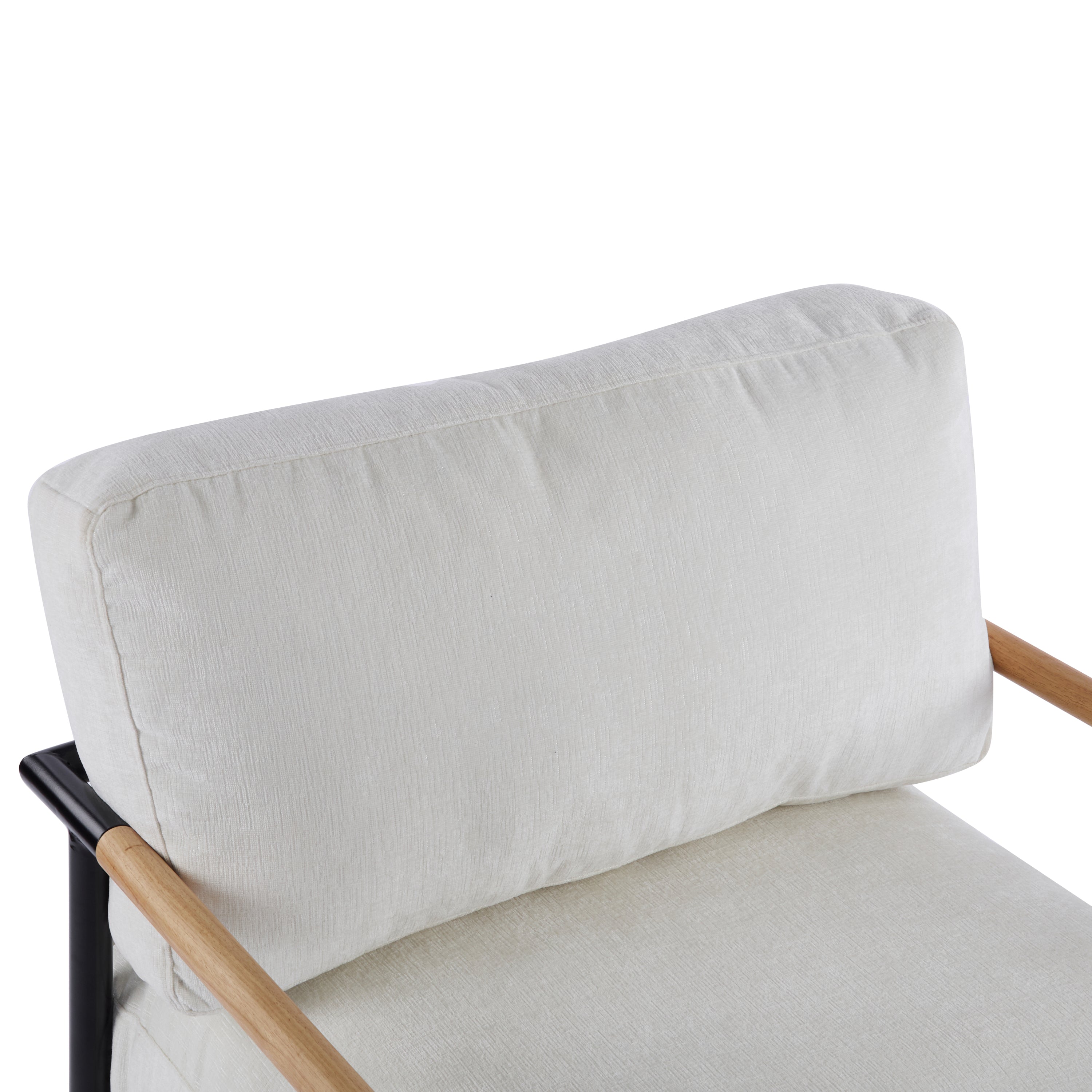 27.56" Modern Accent Chair with Plush Cushions, Minimalist Metal Frame and Wooden Armrests – Ideal for Living Room, Bedroom, or Office Seating