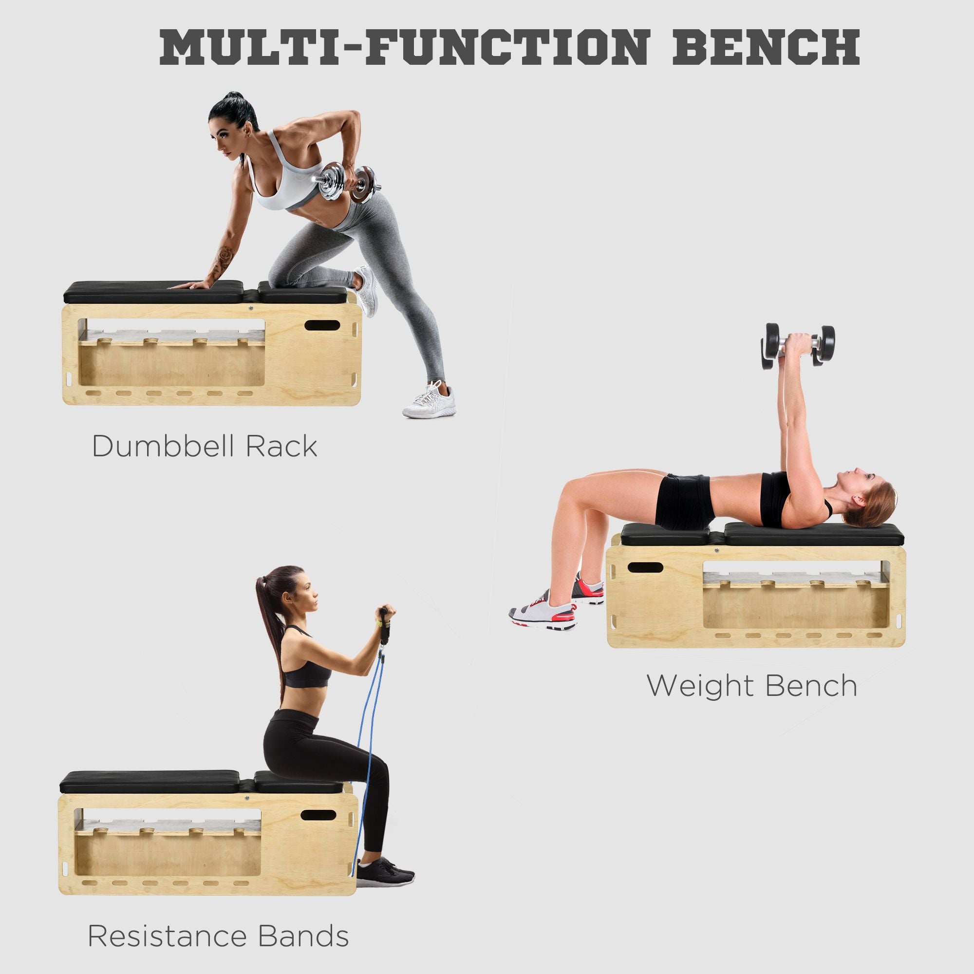 Soozier Adjustable Weight Bench with Storage & Resistance Rope | Incline Workout Bench for Home Gym