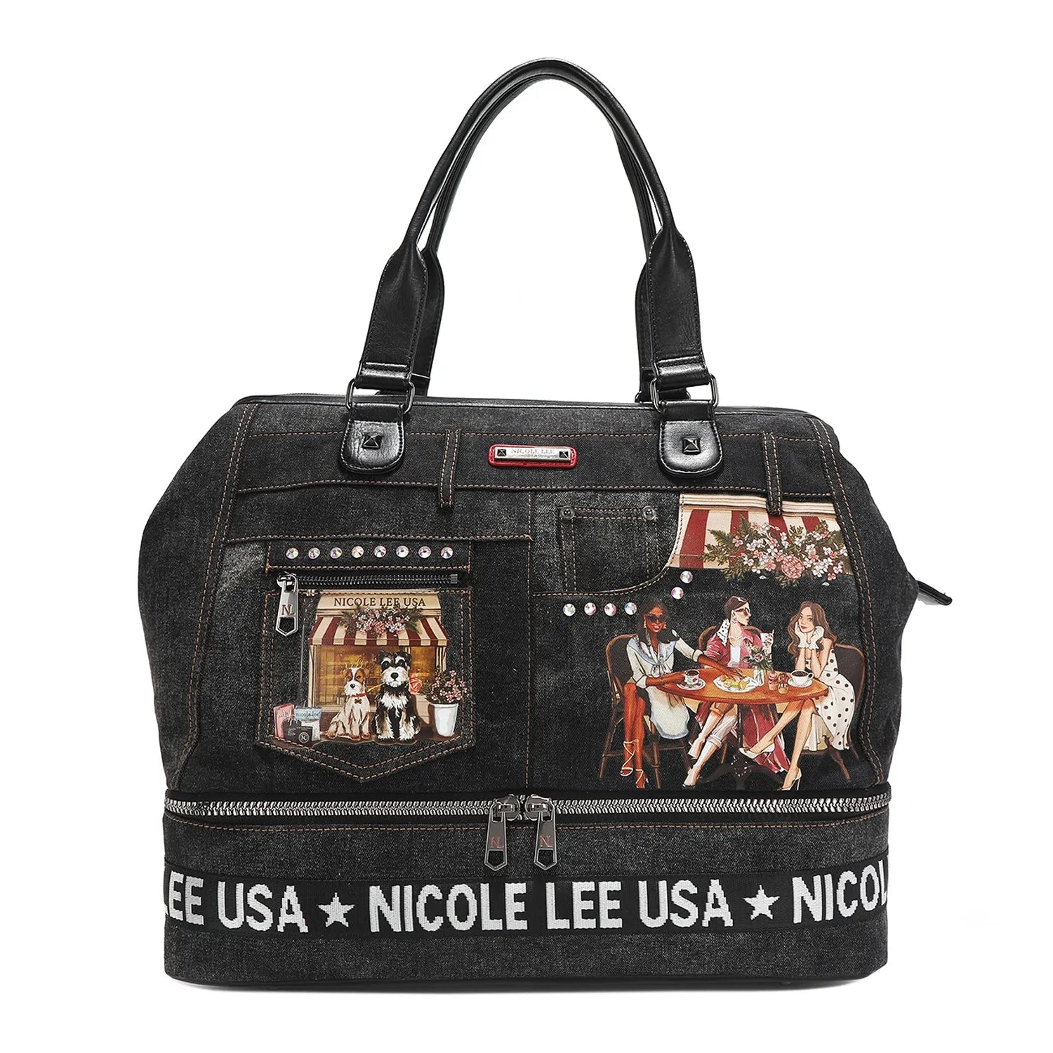 Nicole Lee USA Denim Sisters Secret Weekender Travel Bag