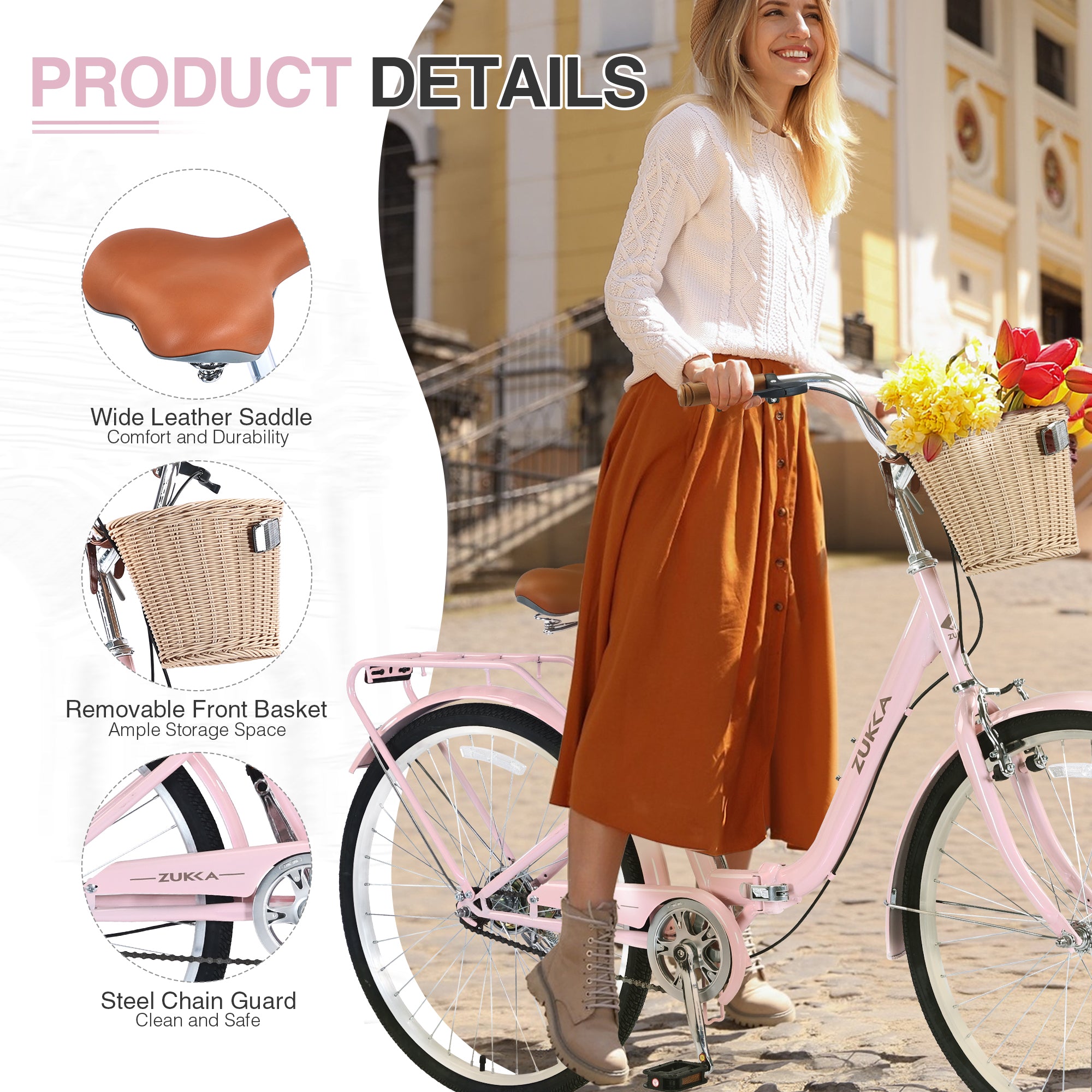 26" Folding Lady Bike – Single Speed, Durable Steel Frame, Compact Design for Easy Storage & City Commuting