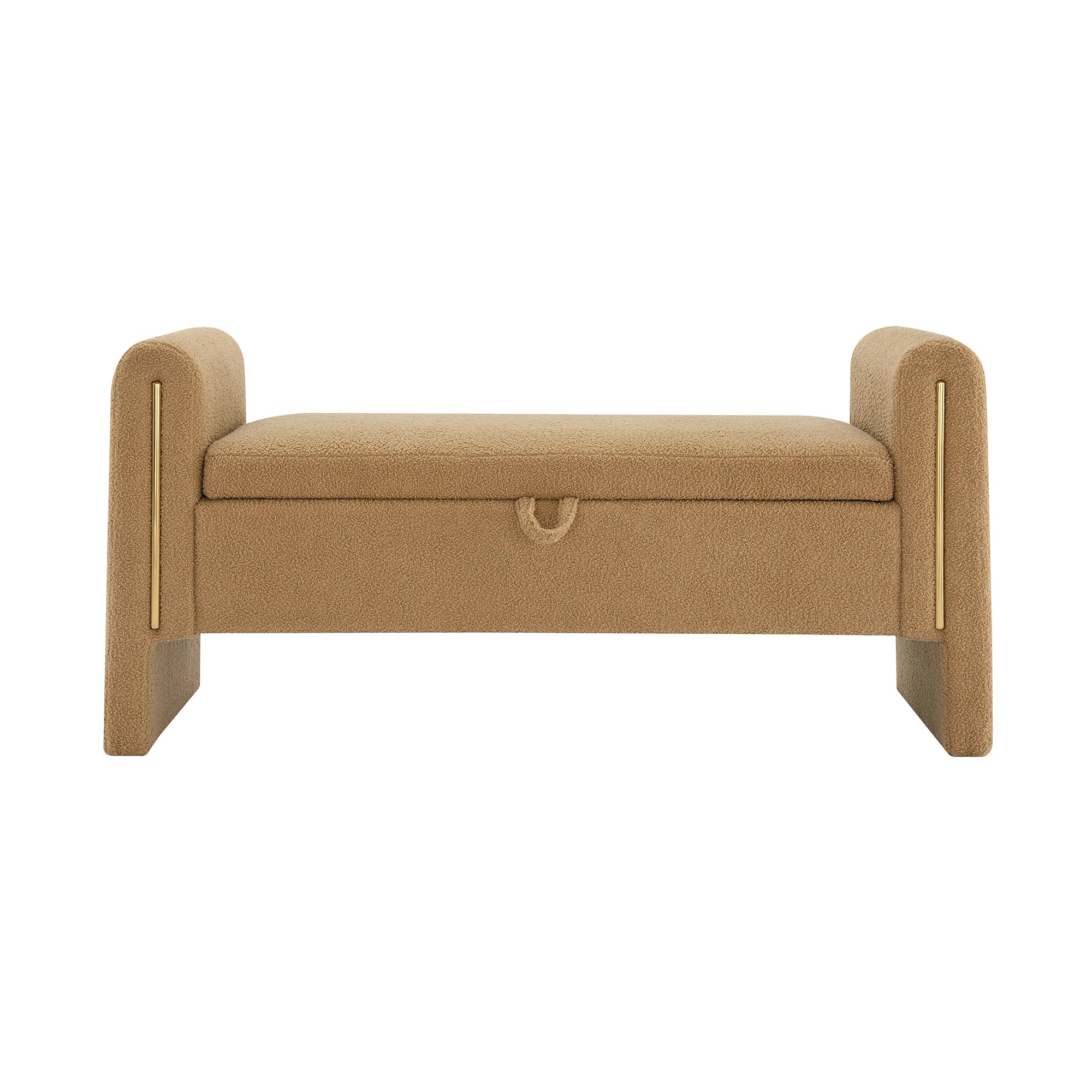 Modern Teddy Bed End Bench with Arms and Storage – Upholstered Large Foot Rest Stool, Comfy Window Vanity Bench for Living Room, Bedroom, Dorm, Coffee Table, Teddy Coffee