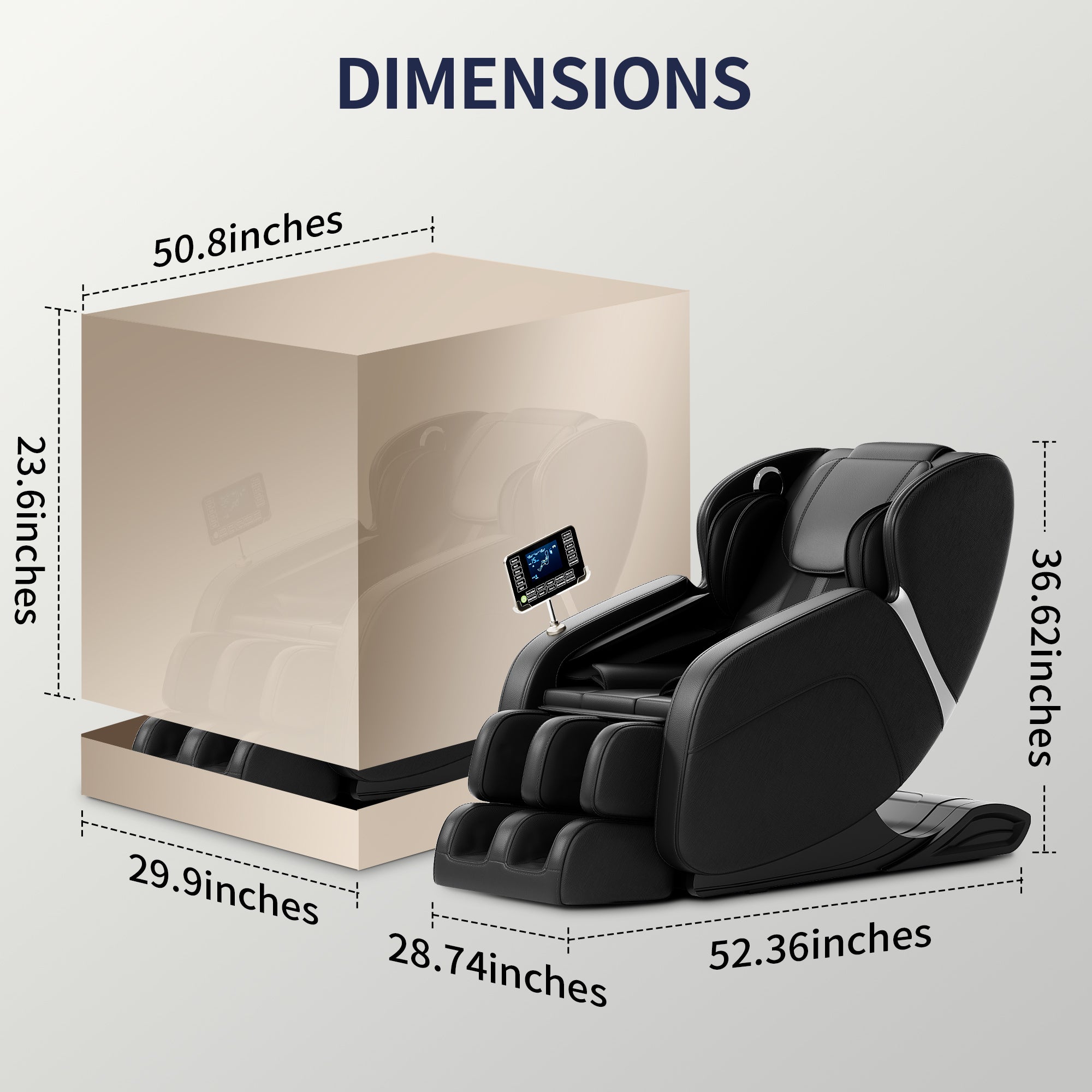 Full Body Massage Chair with Zero Gravity, Deep Tissue & Foot Massage, LCD Touch Screen, Bluetooth, Waist Heater, 8 Fixed Rollers, For 5.1-5.75ft Height (Black)