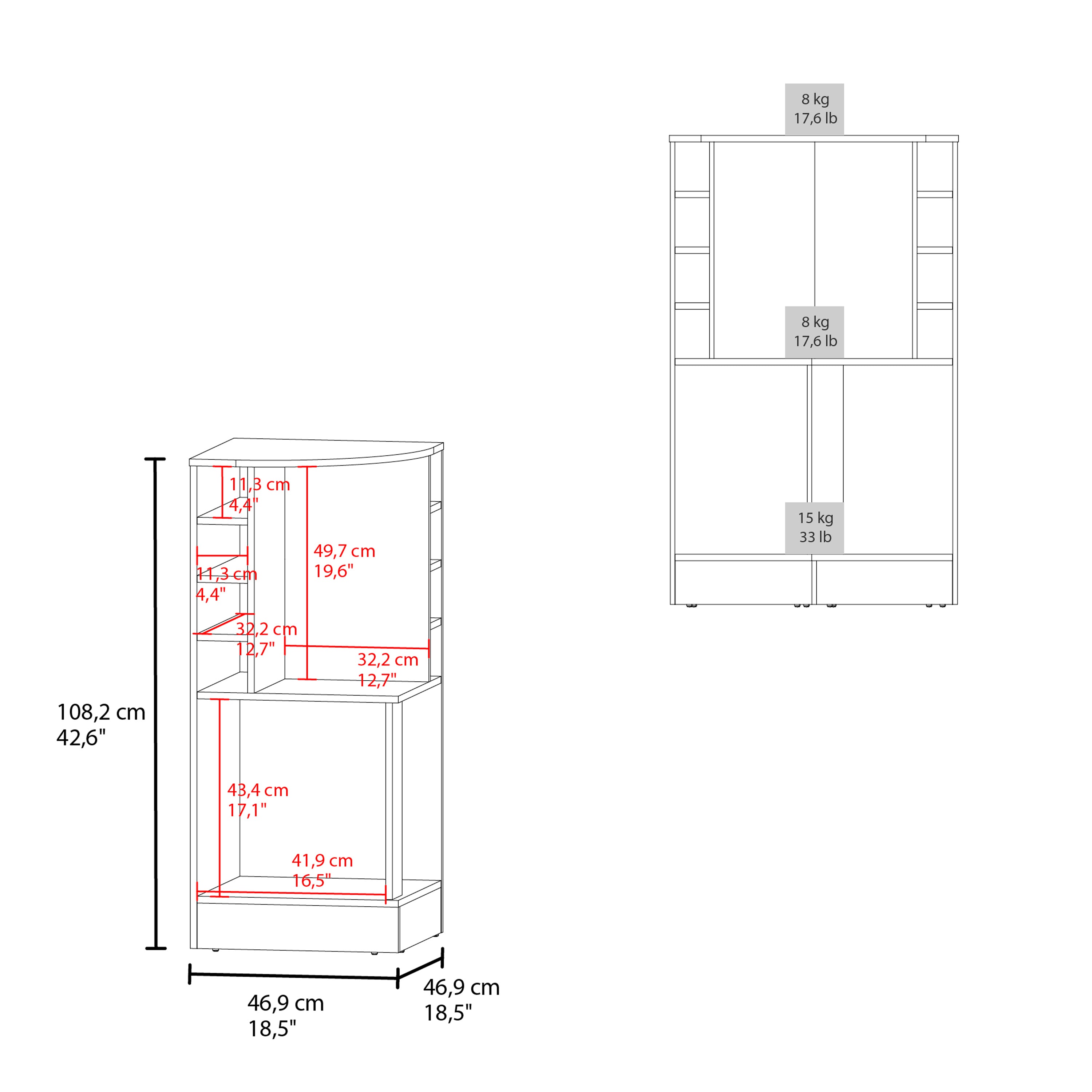 Fm Furniture Toyei Corner Bar Cabinet with Bottle Rack, Open Shelves, and Hidden Storage, Natural Oak