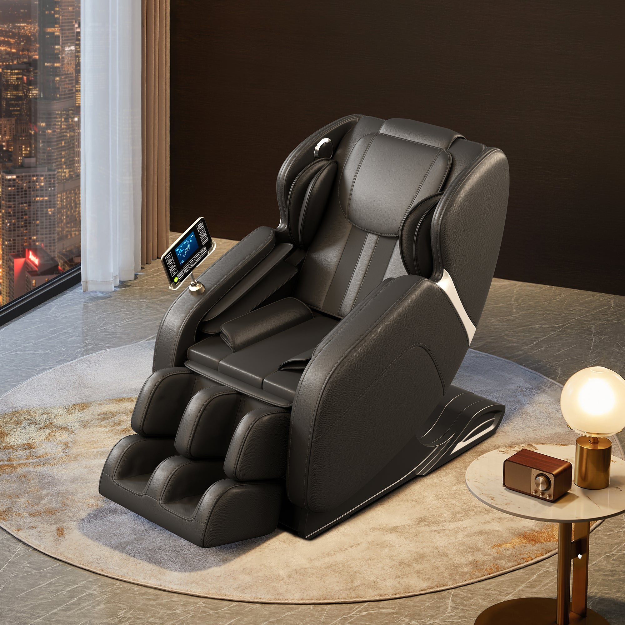 Full Body Massage Chair with Zero Gravity, Deep Tissue & Foot Massage, LCD Touch Screen, Bluetooth, Waist Heater, 8 Fixed Rollers, For 5.1-5.75ft Height (Black)