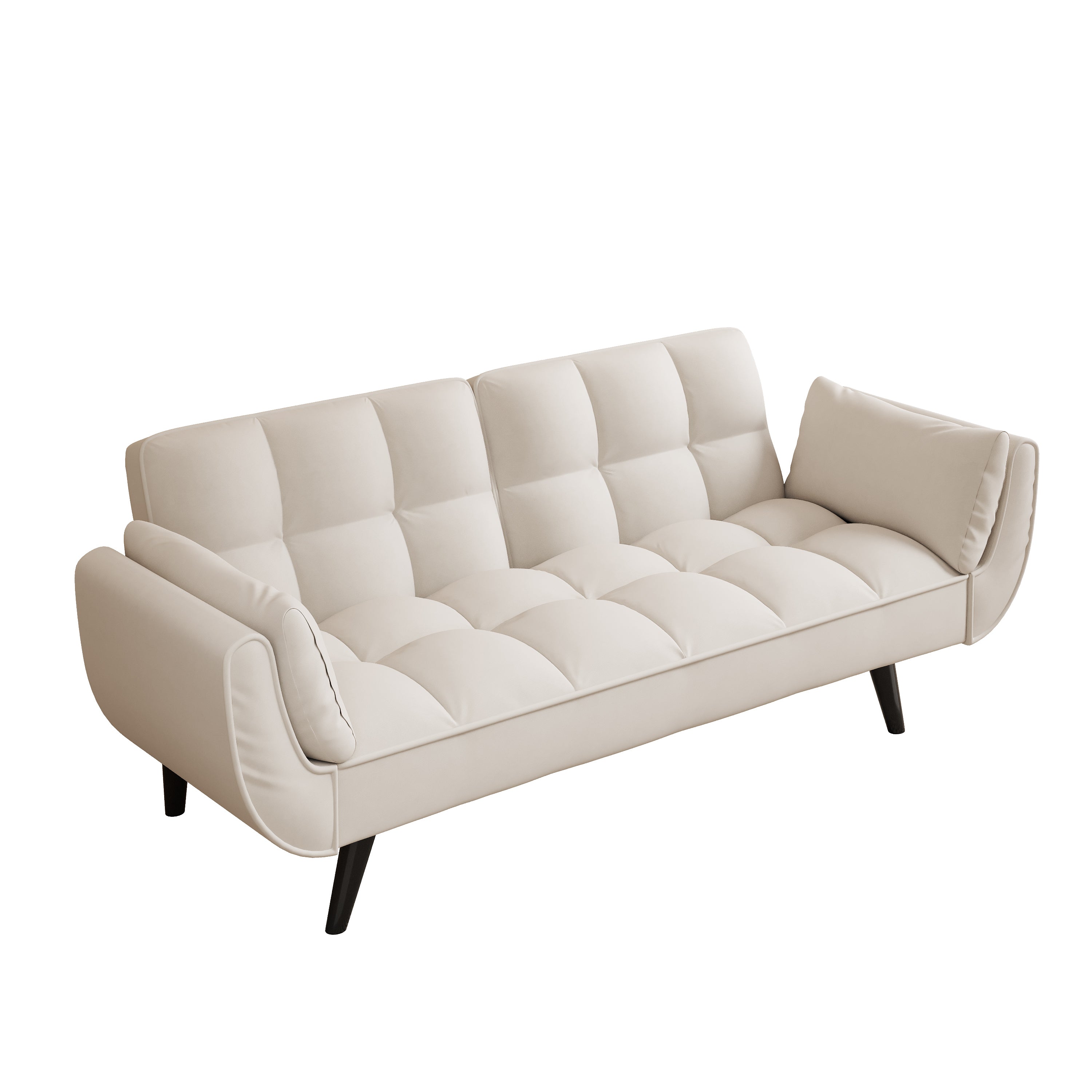 57 inch beige sofa soft two armrests throw pillow pillow comfortable fit apartment bedroom small space