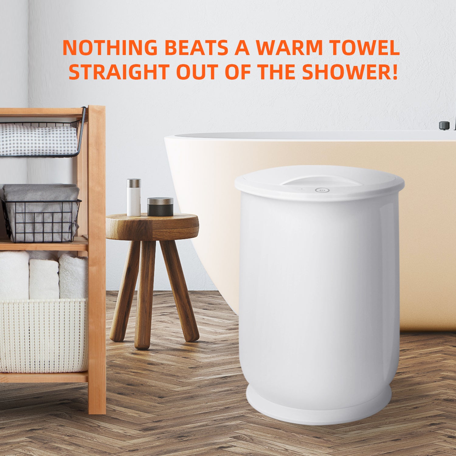 Luxury Bucket Towel Warmer – Fits 2 Oversized Towels, Bathrobes, Blankets & PJs
