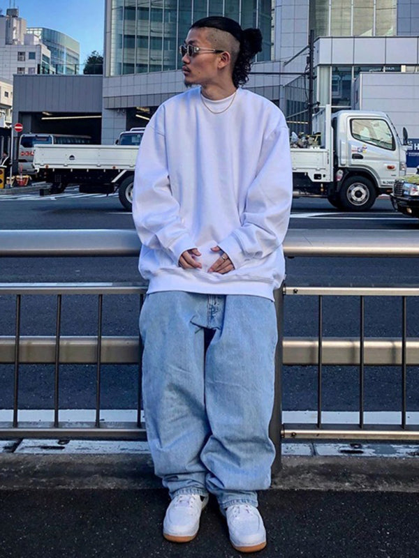 Men's Solid Color Long Sleeve Crewneck