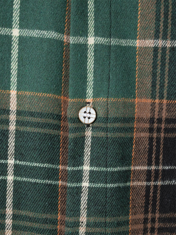 Men's brushed thin plaid long-sleeved casual shirt - cotton
