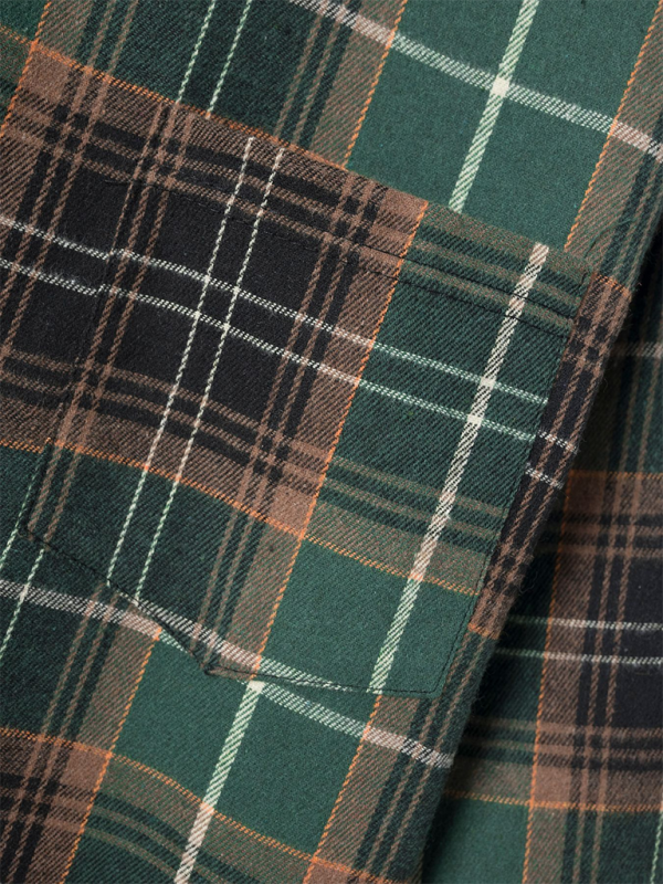 Men's brushed thin plaid long-sleeved casual shirt - cotton