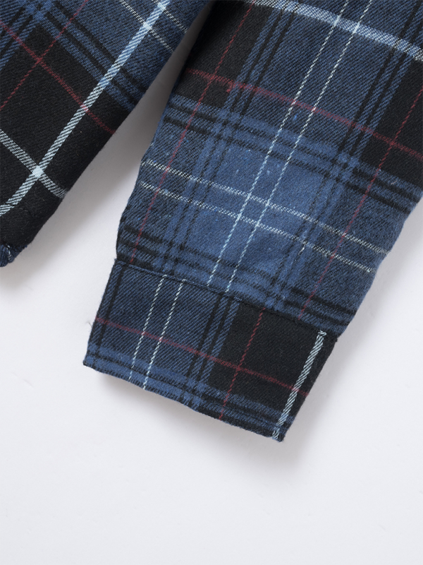 Men's brushed thin plaid long-sleeved casual shirt - cotton