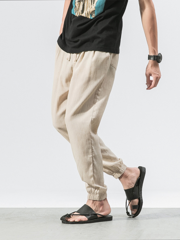 Men's Linen Pants Fashion Haren Pants Drawstring Pants - 70 % cotton
