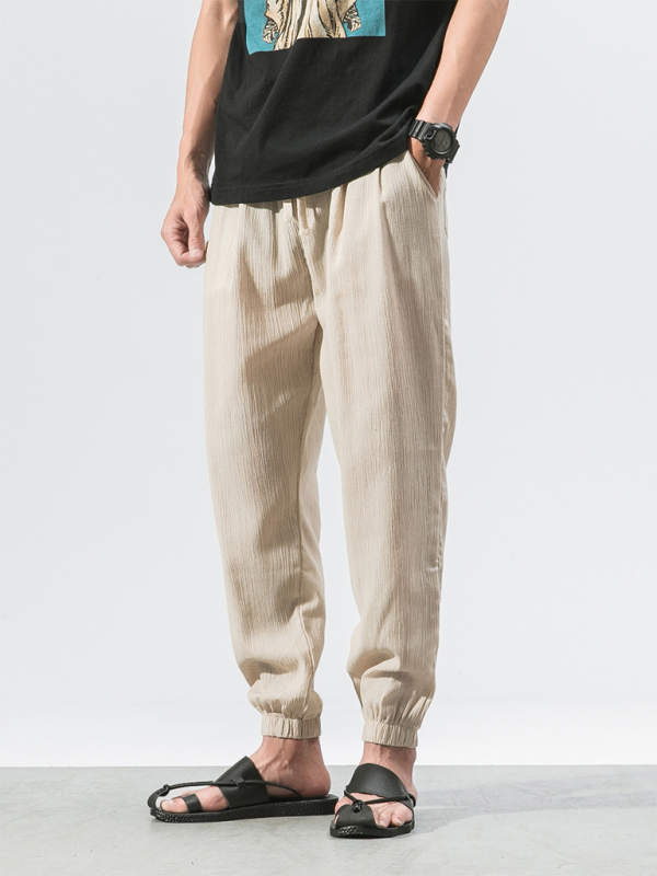 Men's Linen Pants Fashion Haren Pants Drawstring Pants - 70 % cotton