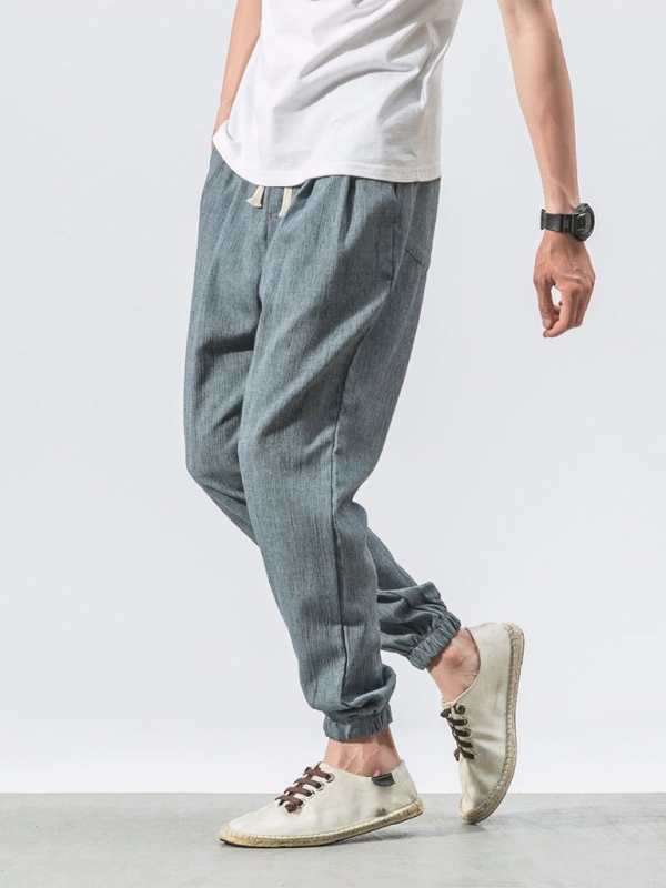 Men's Linen Pants Fashion Haren Pants Drawstring Pants - 70 % cotton