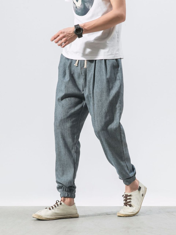 Men's Linen Pants Fashion Haren Pants Drawstring Pants - 70 % cotton