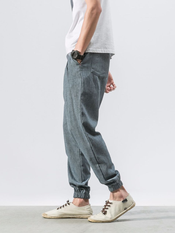 Men's Linen Pants Fashion Haren Pants Drawstring Pants - 70 % cotton