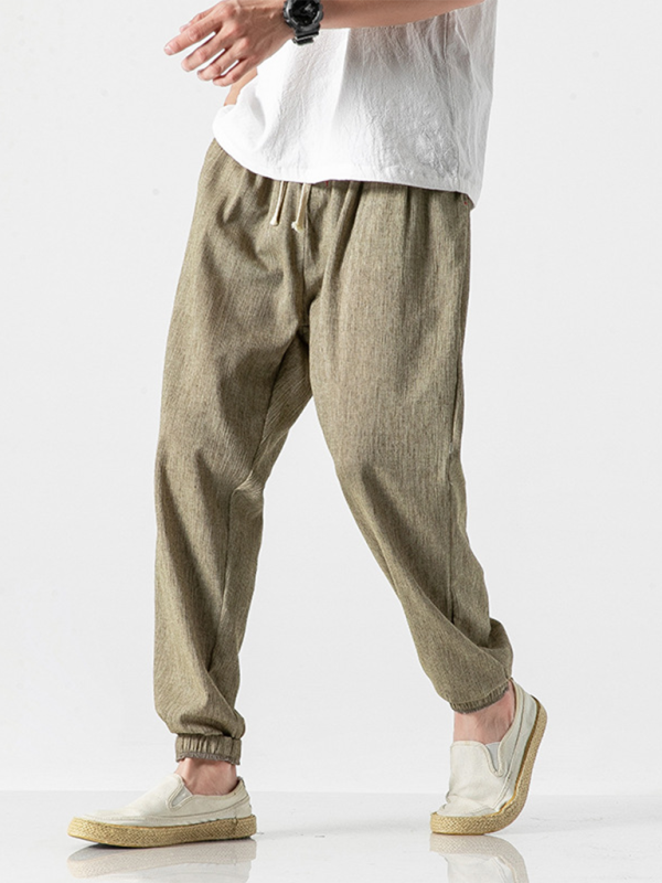 Men's Linen Pants Fashion Haren Pants Drawstring Pants - 70 % cotton