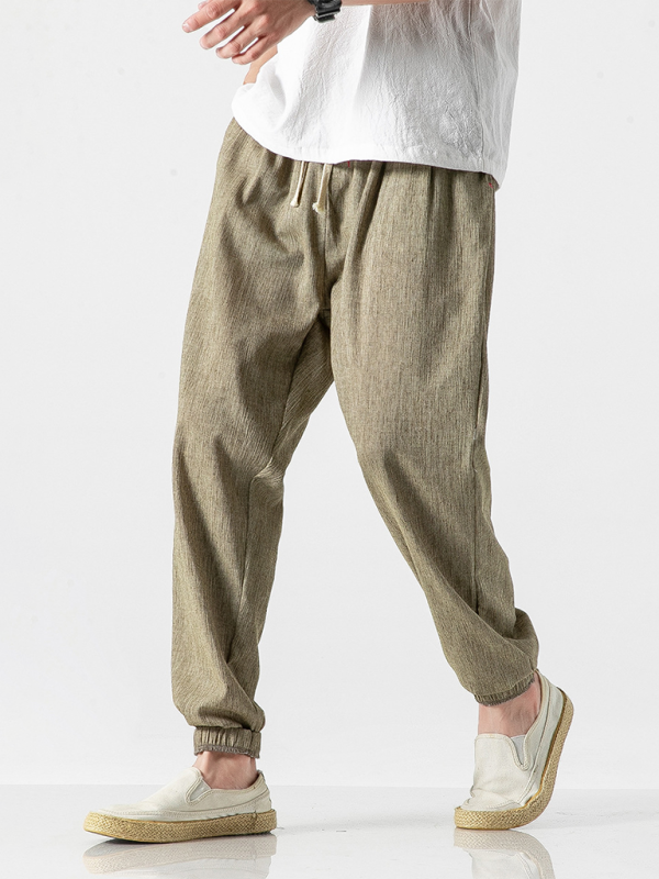 Men's Linen Pants Fashion Haren Pants Drawstring Pants - 70 % cotton