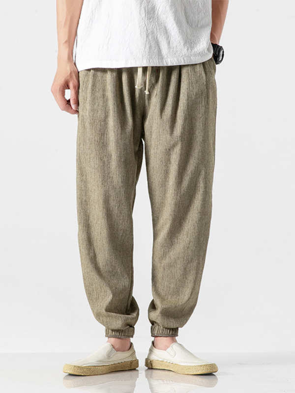 Men's Linen Pants Fashion Haren Pants Drawstring Pants - 70 % cotton