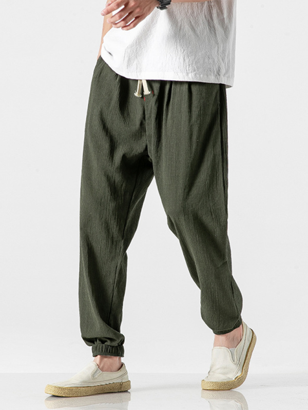 Men's Linen Pants Fashion Haren Pants Drawstring Pants - 70 % cotton