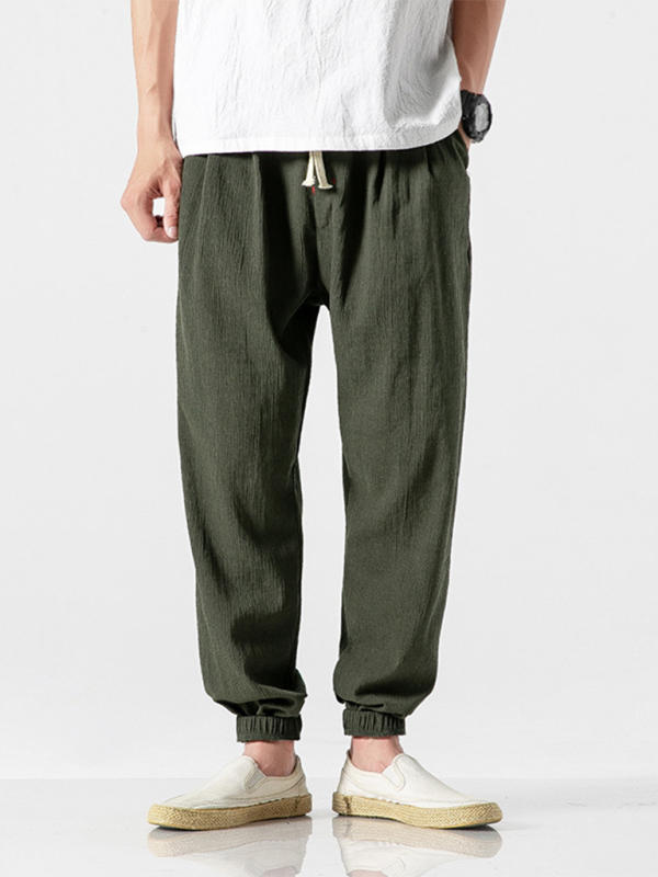 Men's Linen Pants Fashion Haren Pants Drawstring Pants - 70 % cotton