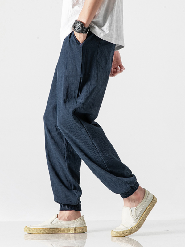 Men's Linen Pants Fashion Haren Pants Drawstring Pants - 70 % cotton